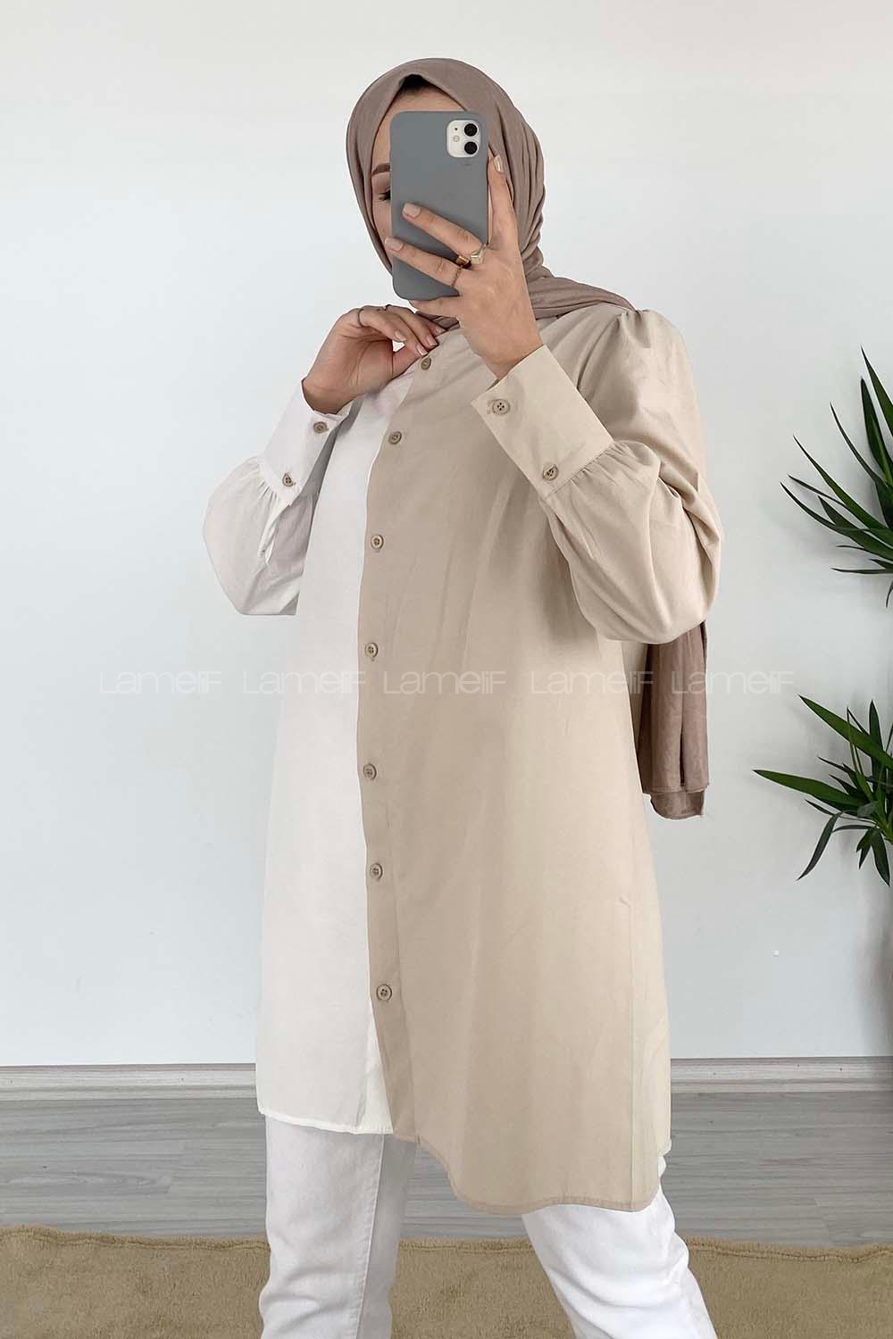 Modalamelif Renk Garnili Gömlek Taş