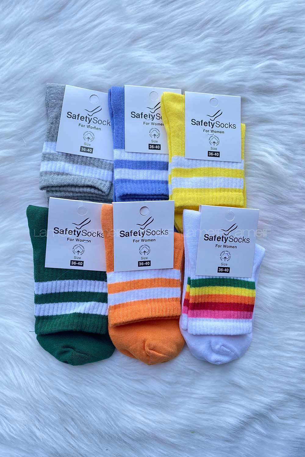 Modalamelif Şerit Çizgili 6lı Kolej Çorap Seti