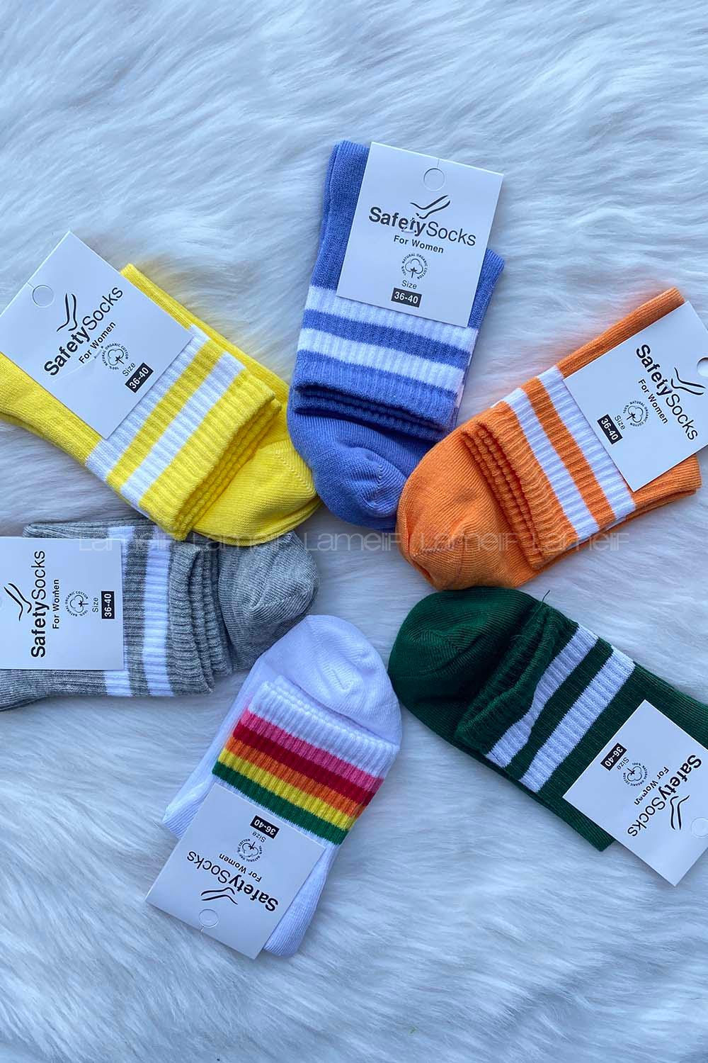 Modalamelif Şerit Çizgili 6lı Kolej Çorap Seti