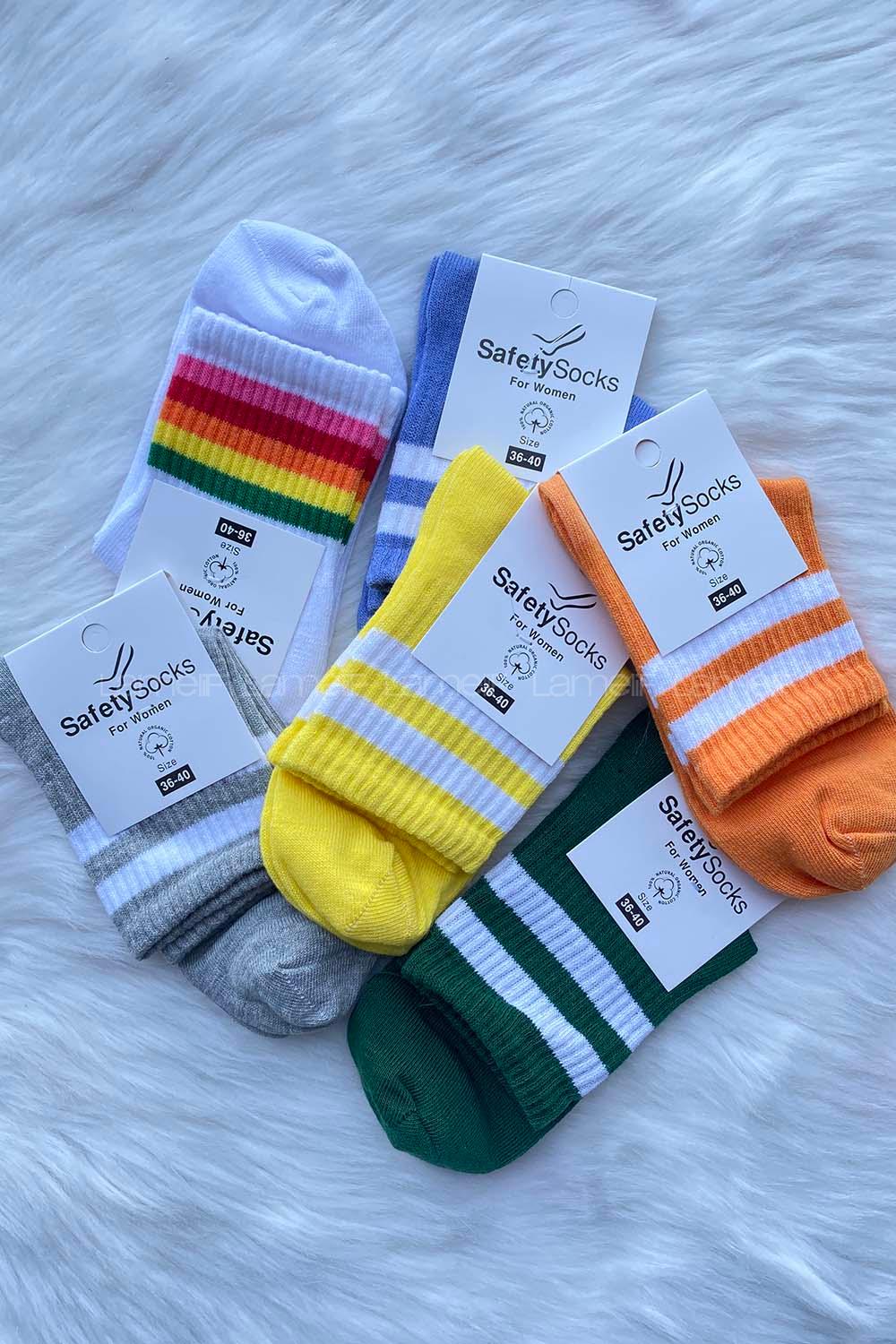 Modalamelif Şerit Çizgili 6lı Kolej Çorap Seti