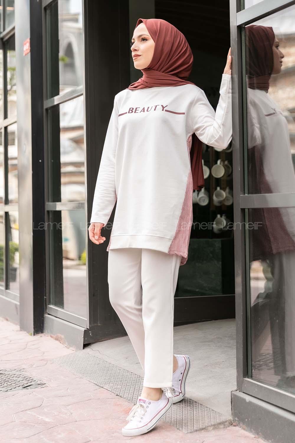 Modalamelif Beauty Ekose Garnili Tunik Gül