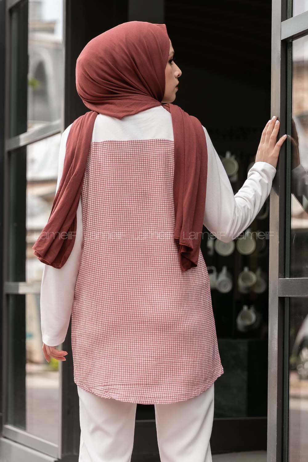 Modalamelif Beauty Ekose Garnili Tunik Gül