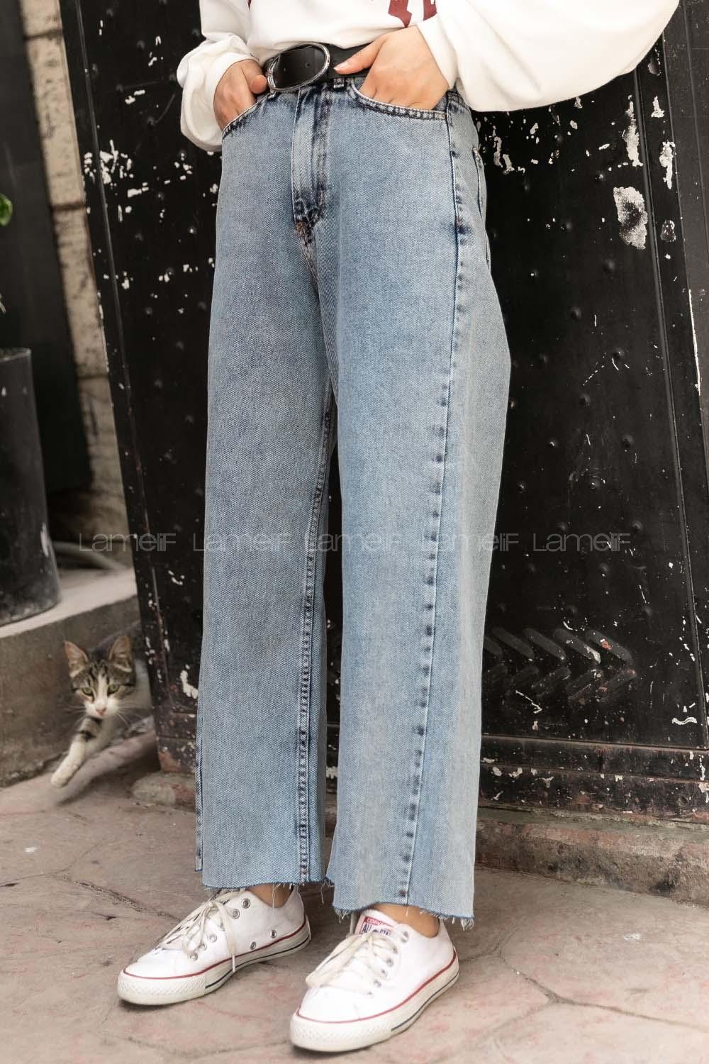 Modalamelif Bol Paça Kesik Boyfriend Jean Buz Mavisi