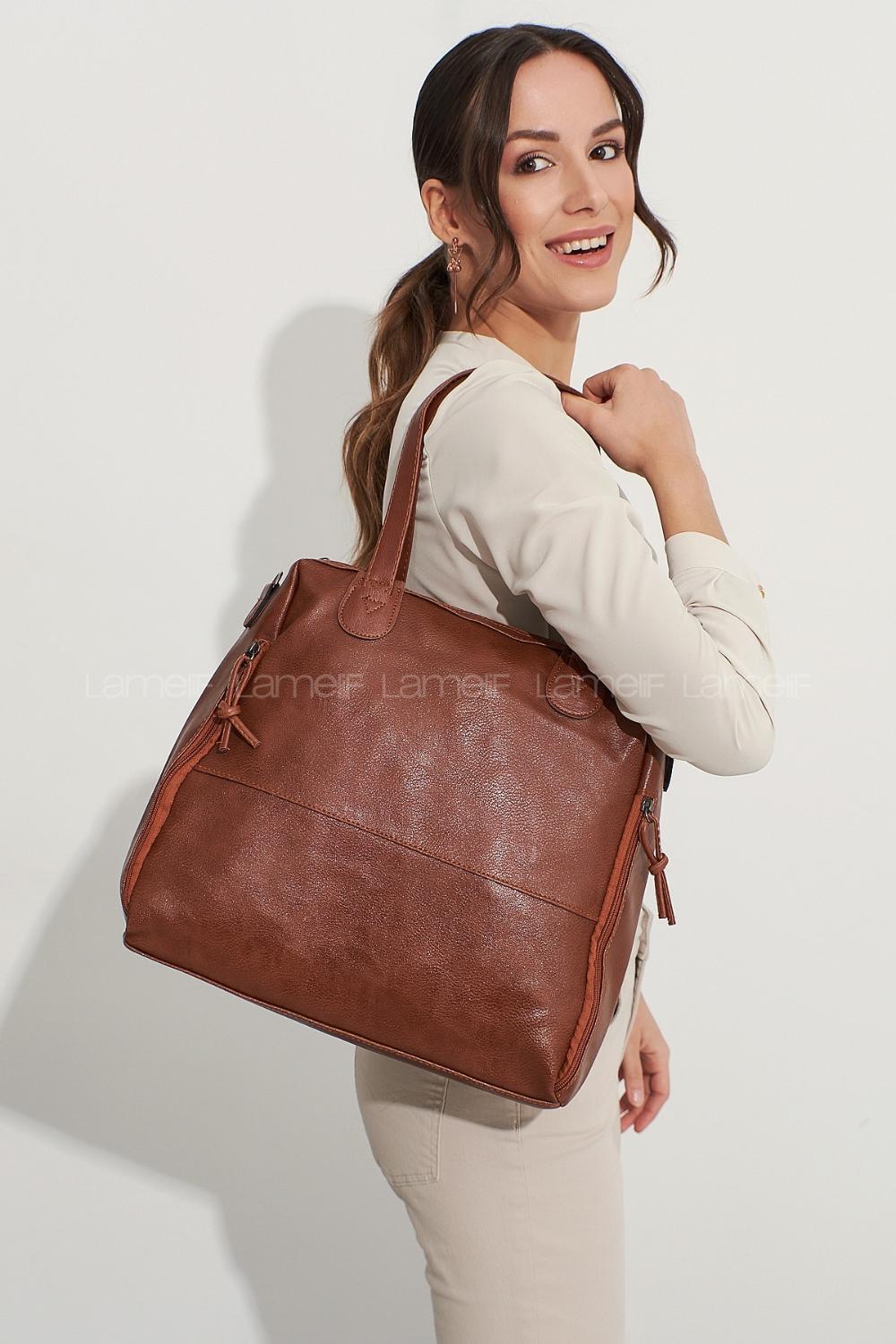 Modalamelif Fermuar Detaylı Omuz Çantası Taba