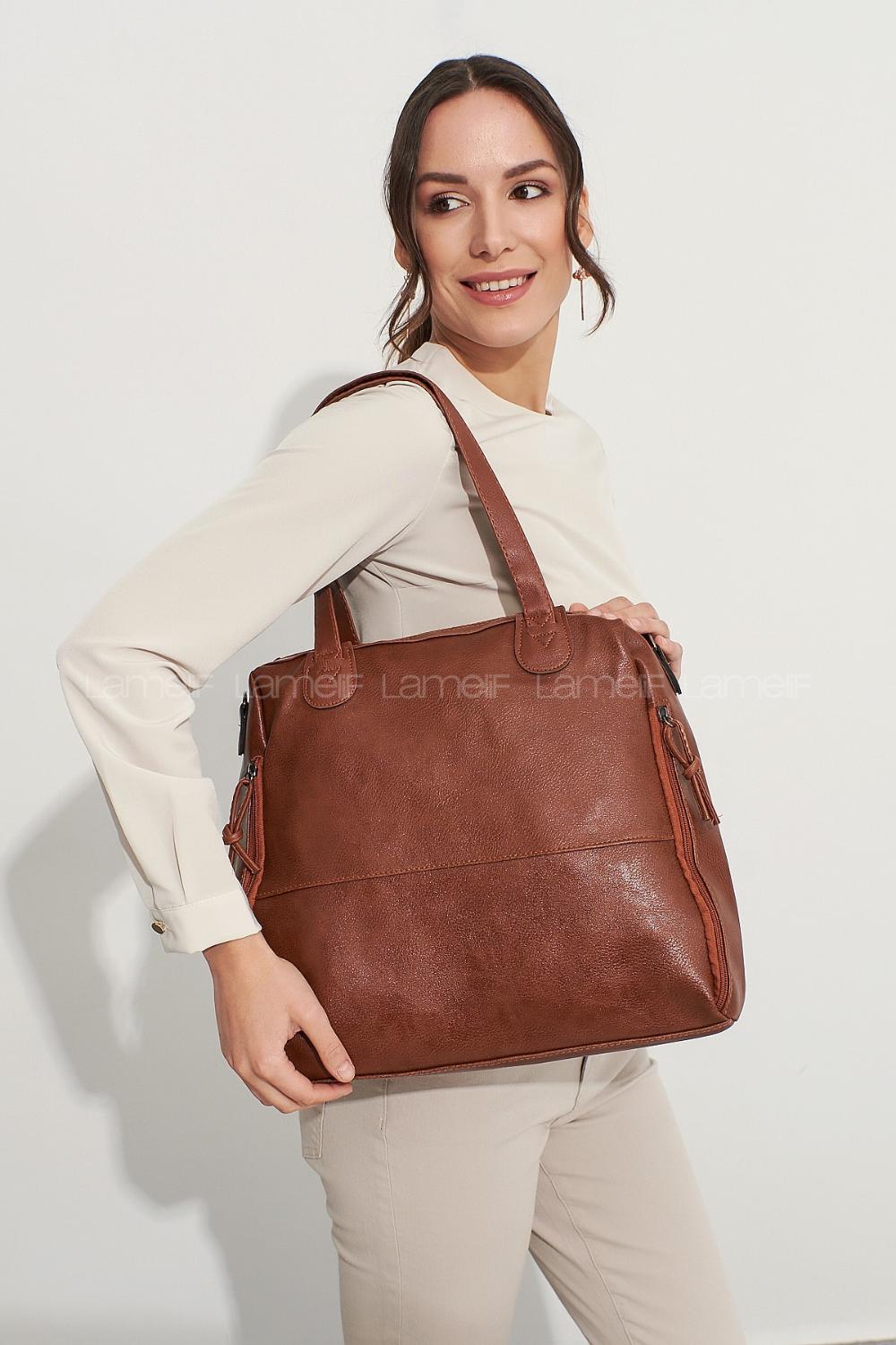 Modalamelif Fermuar Detaylı Omuz Çantası Taba