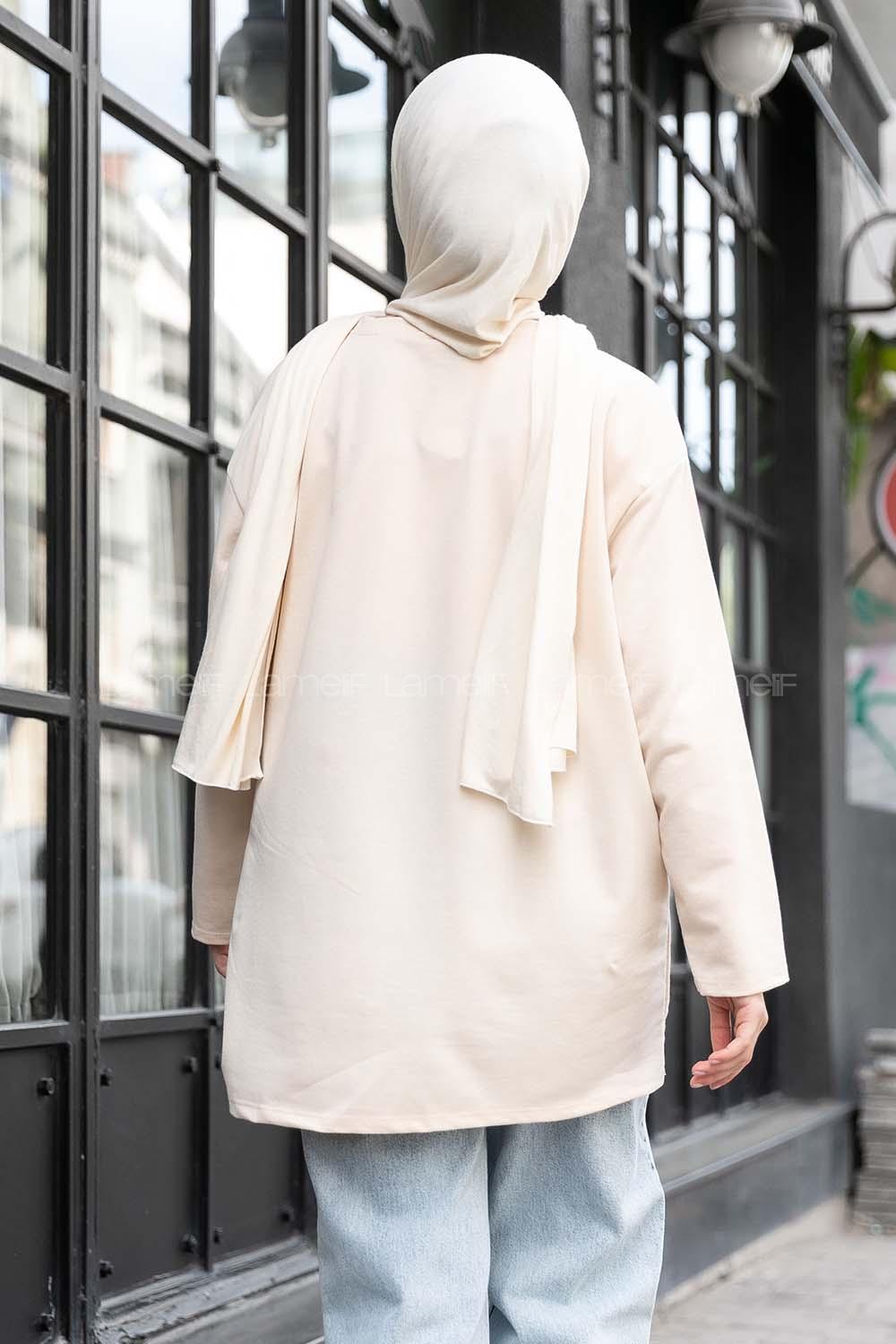 Modalamelif Kız  Baskılı Sweatshirt Bej