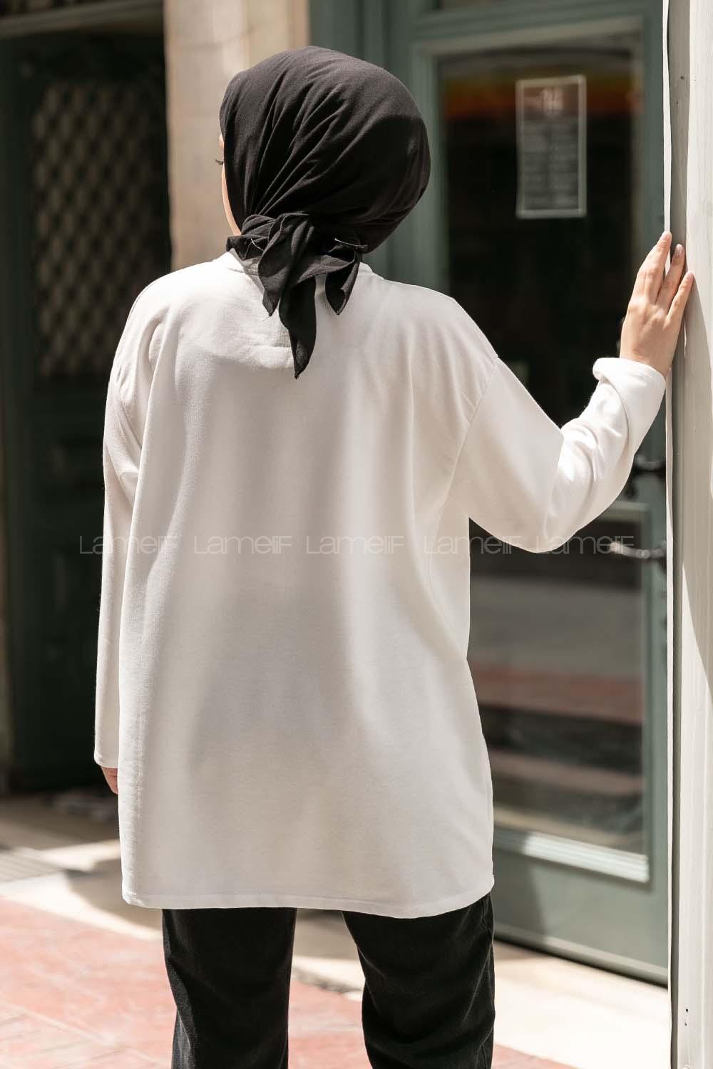 Modalamelif Kız Love Baskılı  Sweatshirt Beyaz