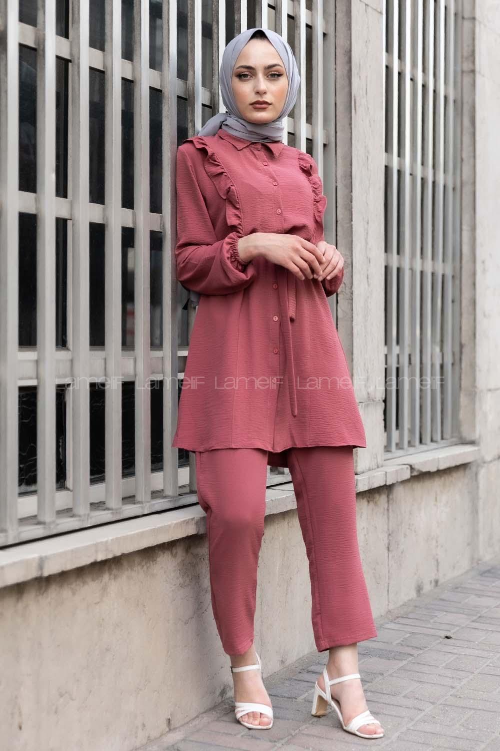 Modalamelif  Önü Fırfırlı İkili Takım Gül