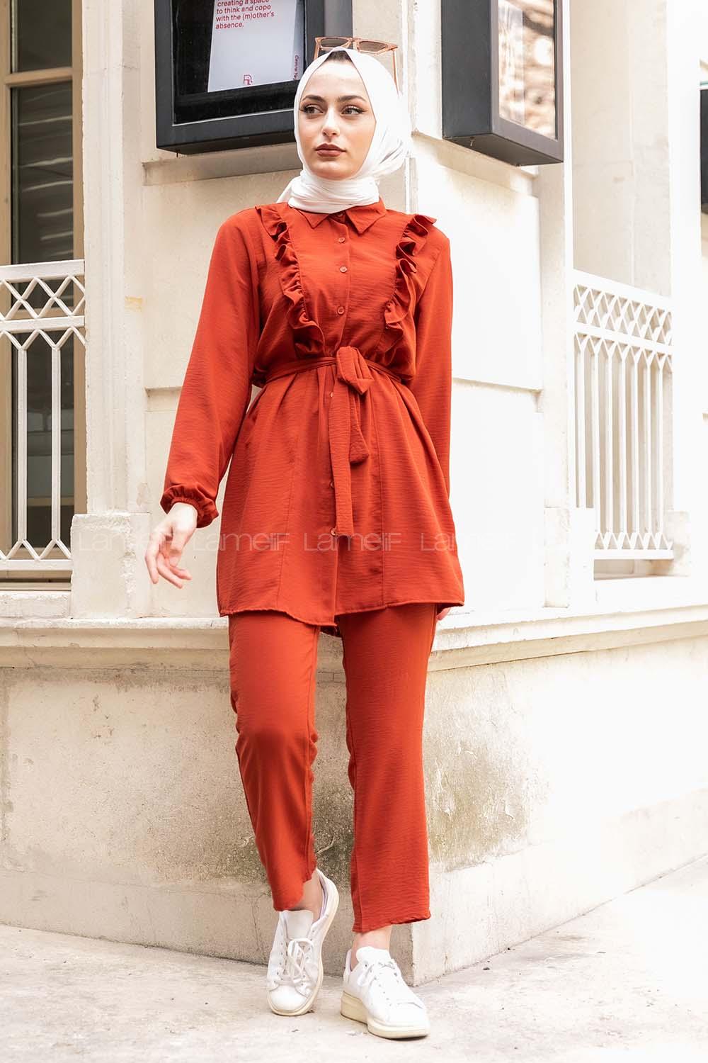 Modalamelif  Önü Fırfırlı İkili Takım Kiremit