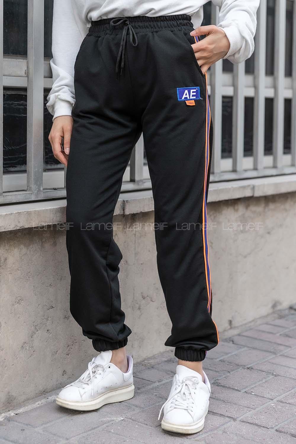 Modalamelif Yanı Şeritli Eşofman Altı Siyah