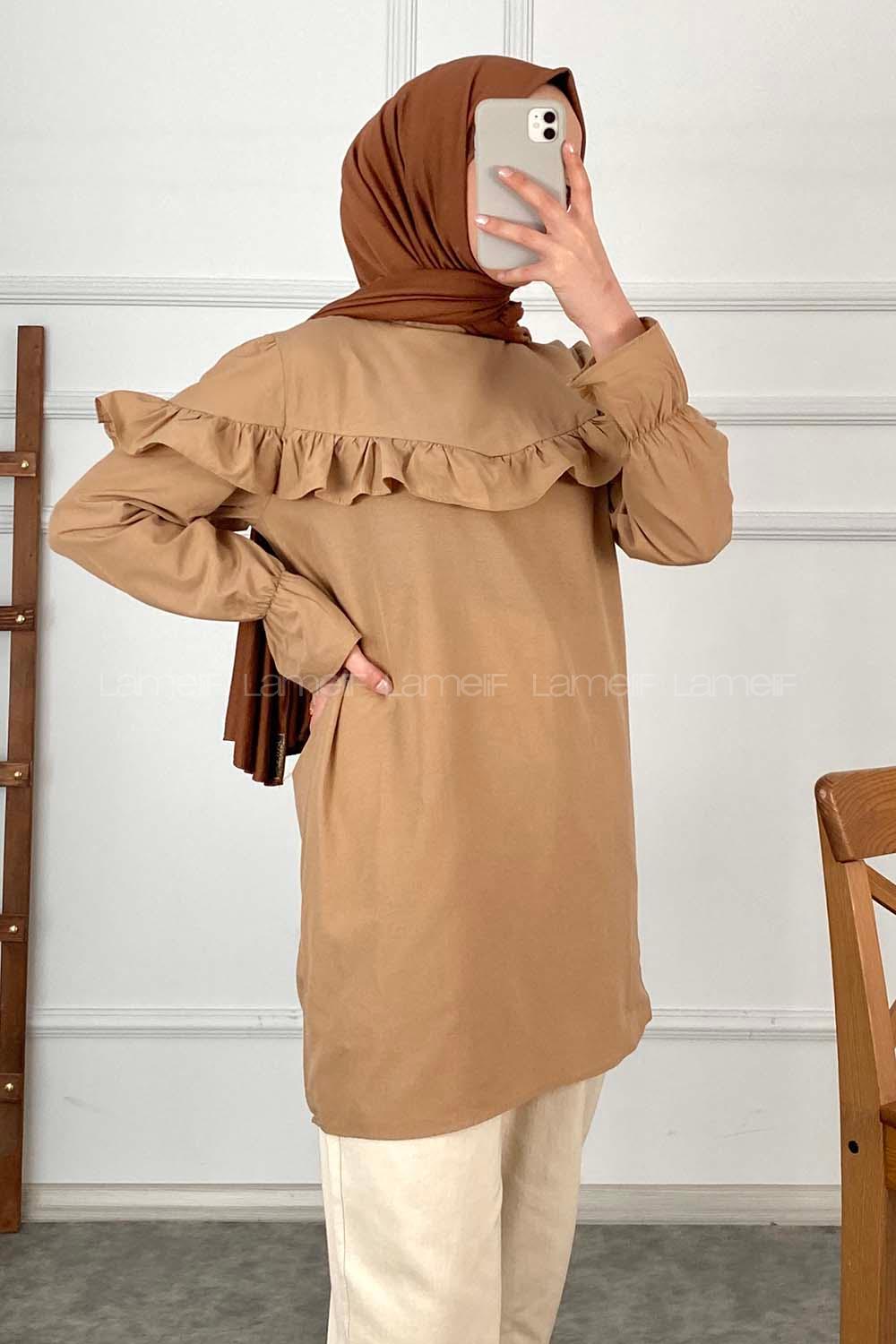 Modalamelif Hakim Yaka Volenli Tunik Sütlü Kahve