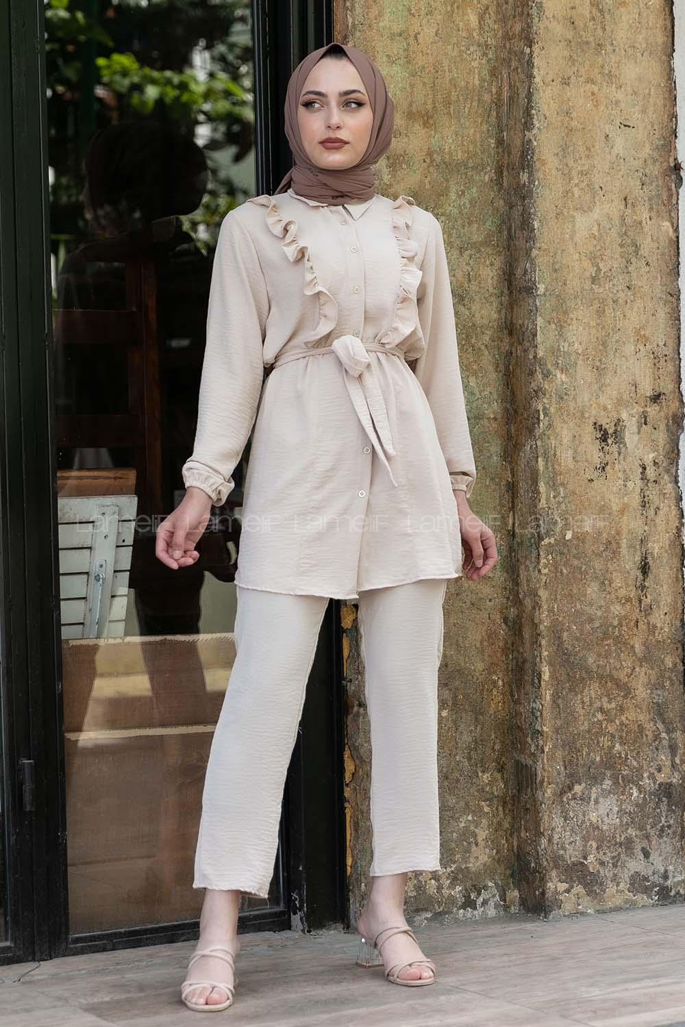 Modalamelif  Önü Fırfırlı İkili Takım Taş