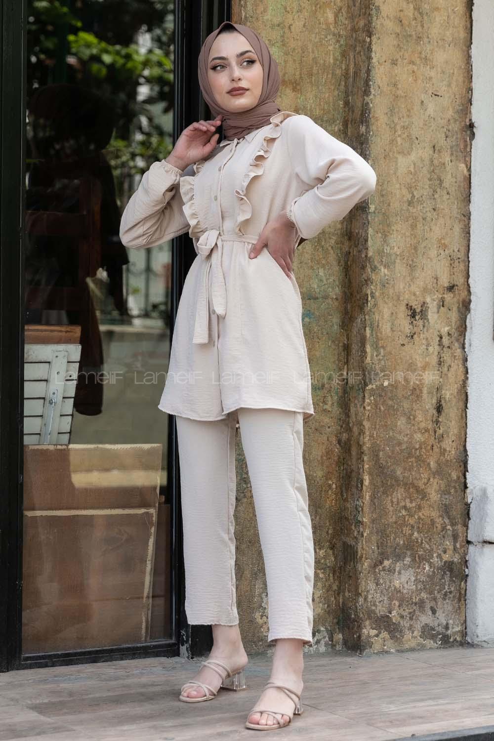 Modalamelif  Önü Fırfırlı İkili Takım Taş