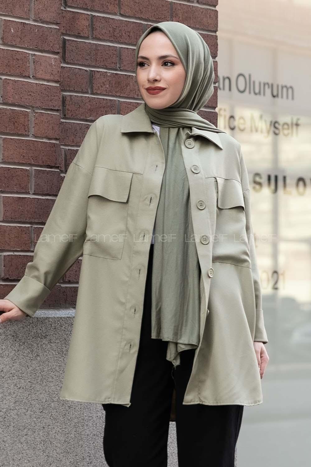 Modalamelif Kapak Cepli Gömlek Çağla Yeşili