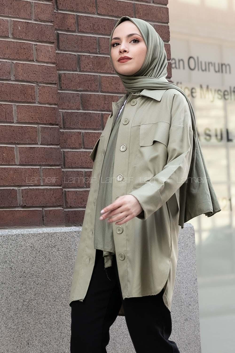 Modalamelif Kapak Cepli Gömlek Çağla Yeşili