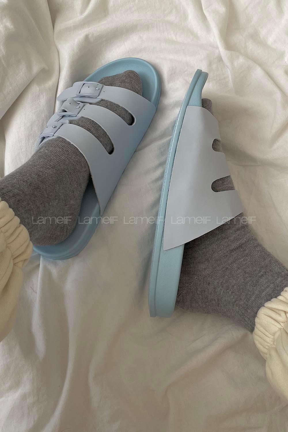 Modalamelif Armenno Kadın Günlük Toka Detaylı Terlik Açık Mavi