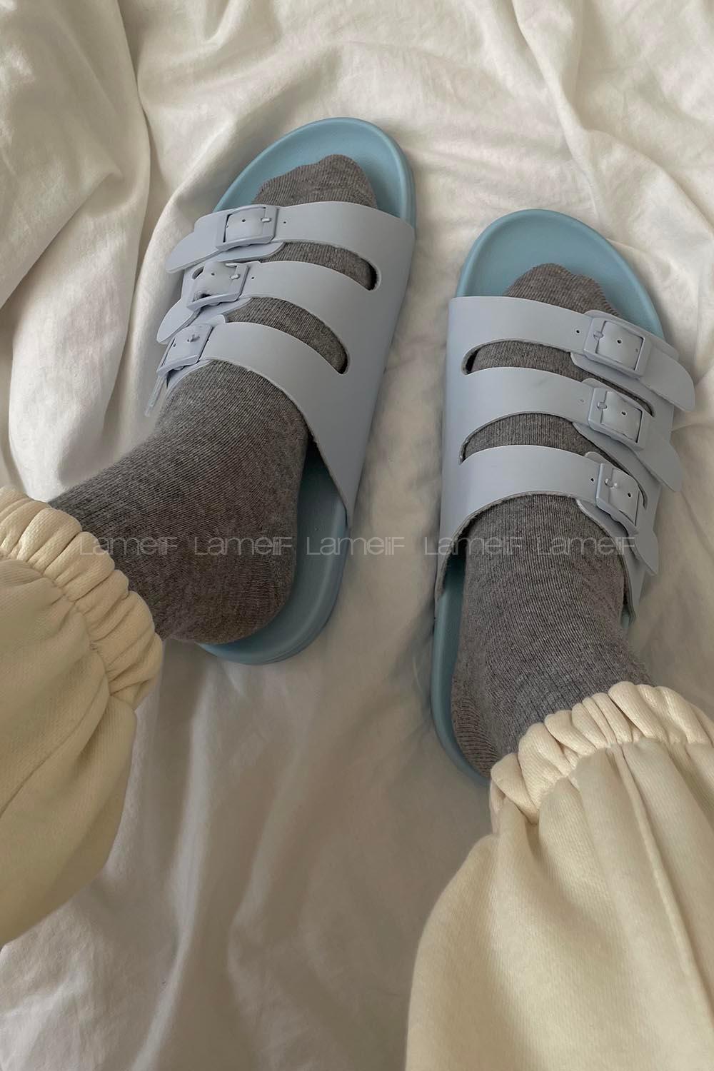 Modalamelif Armenno Kadın Günlük Toka Detaylı Terlik Açık Mavi