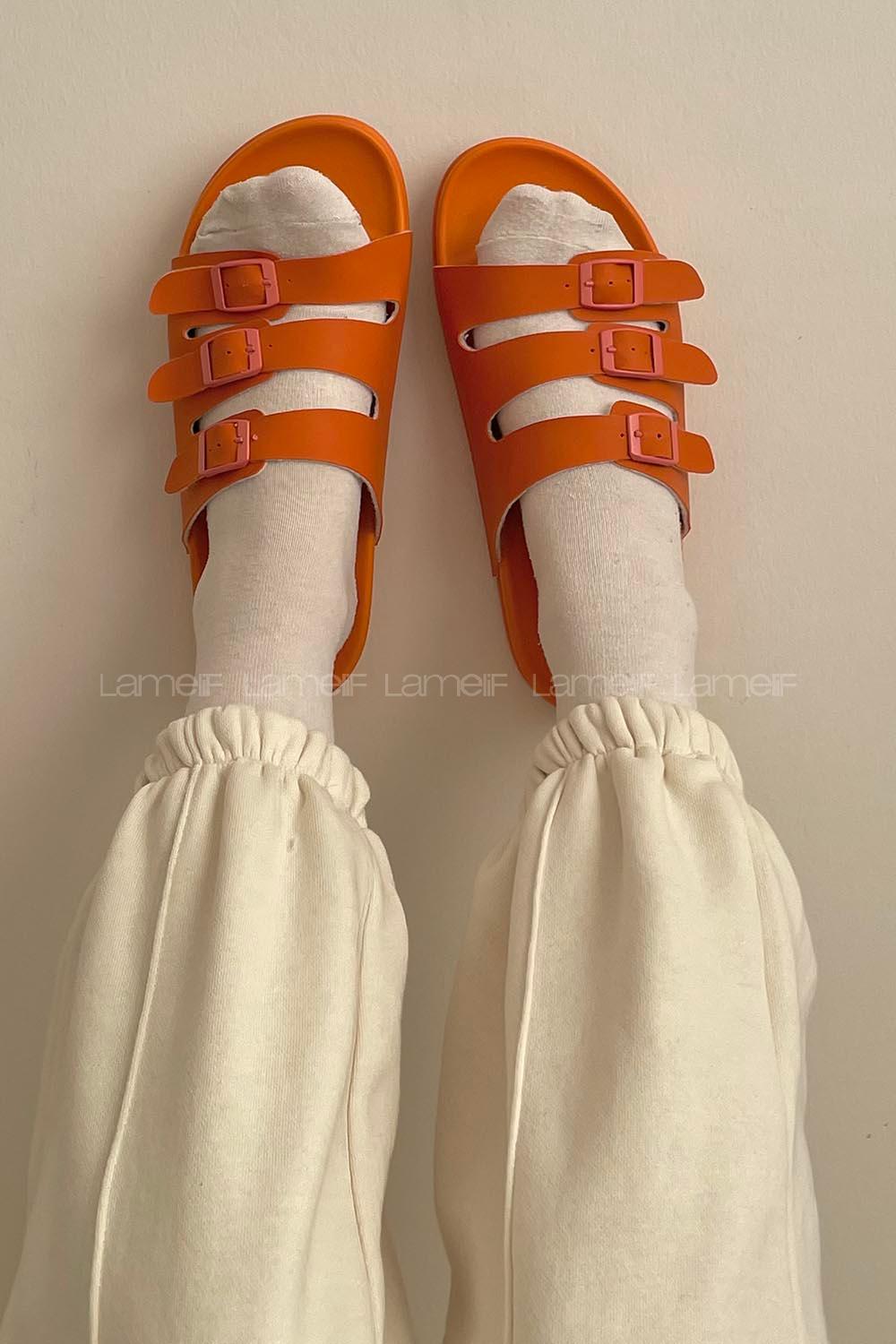 Modalamelif Armenno Kadın Günlük Toka Detaylı Terlik Oranj