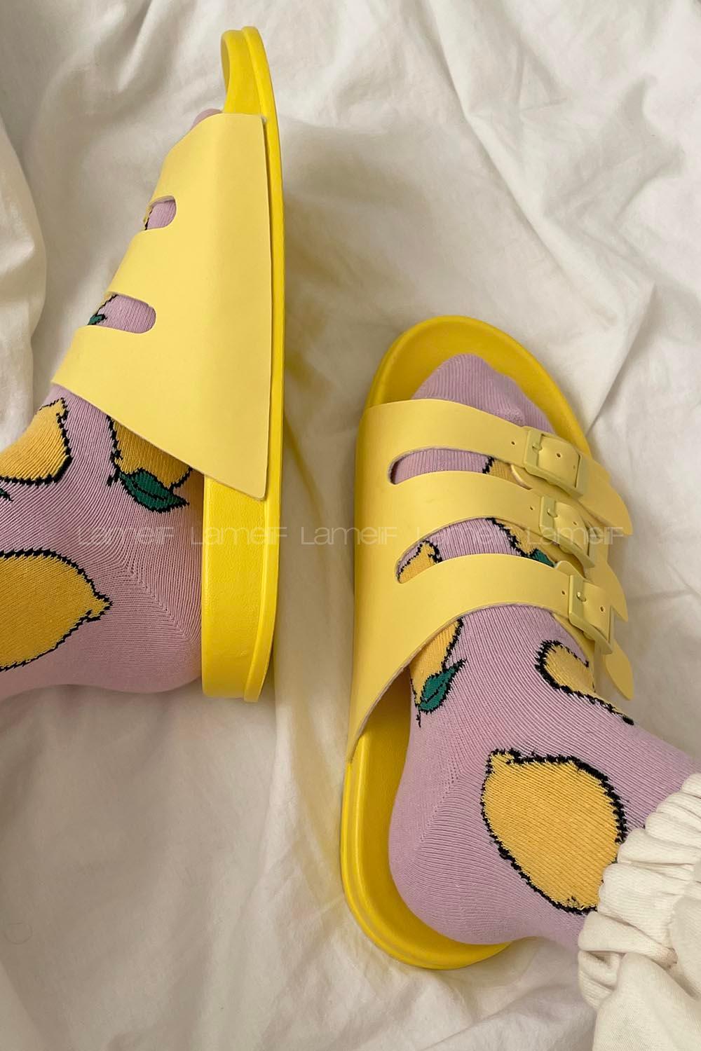 Modalamelif Armenno Kadın Günlük Toka Detaylı Terlik Sarı