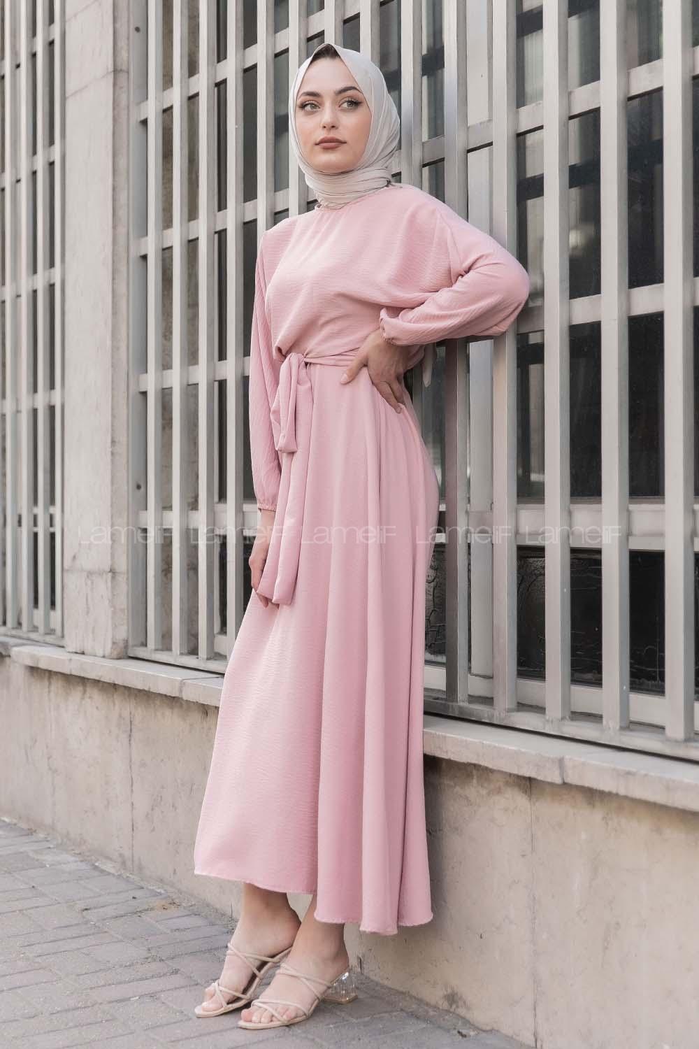 Modalamelif Yarasa Kol Prenses Elbise Pudra