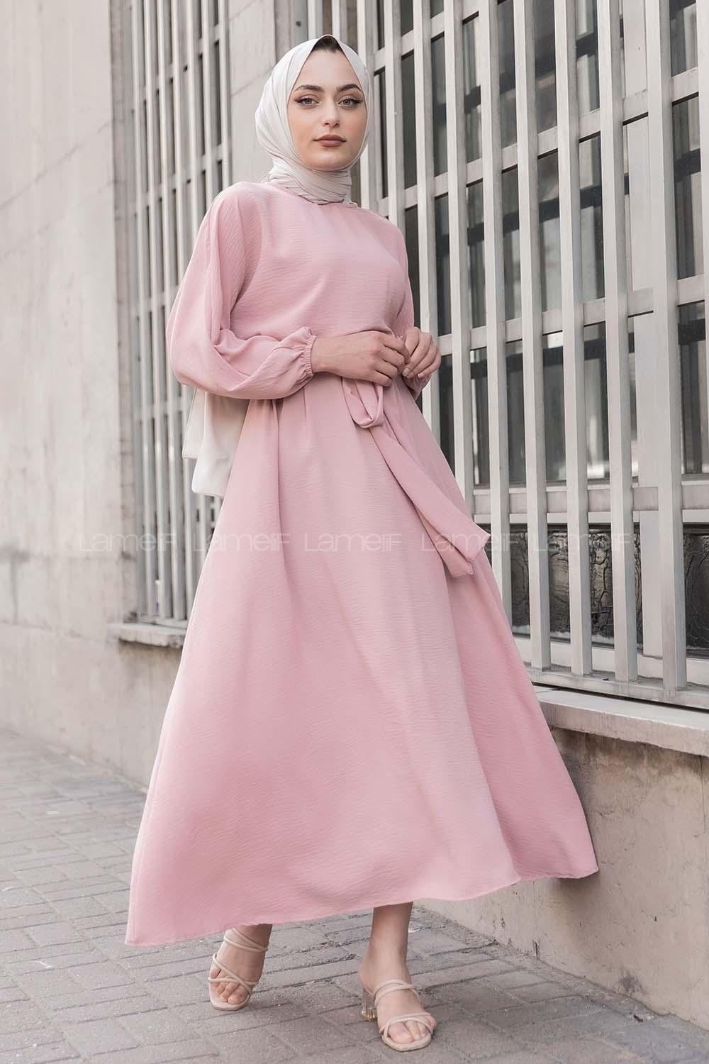 Modalamelif Yarasa Kol Prenses Elbise Pudra