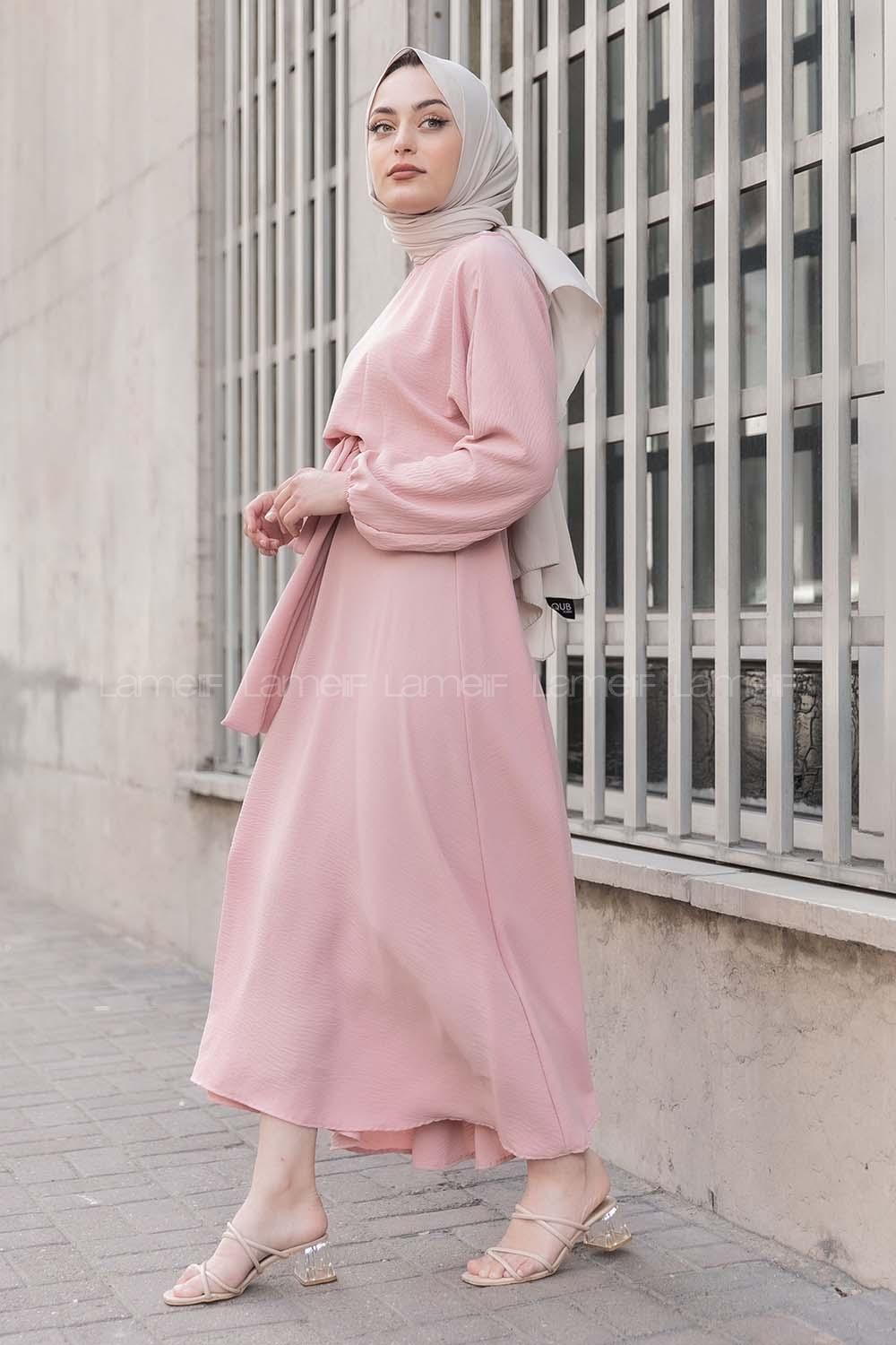 Modalamelif Yarasa Kol Prenses Elbise Pudra