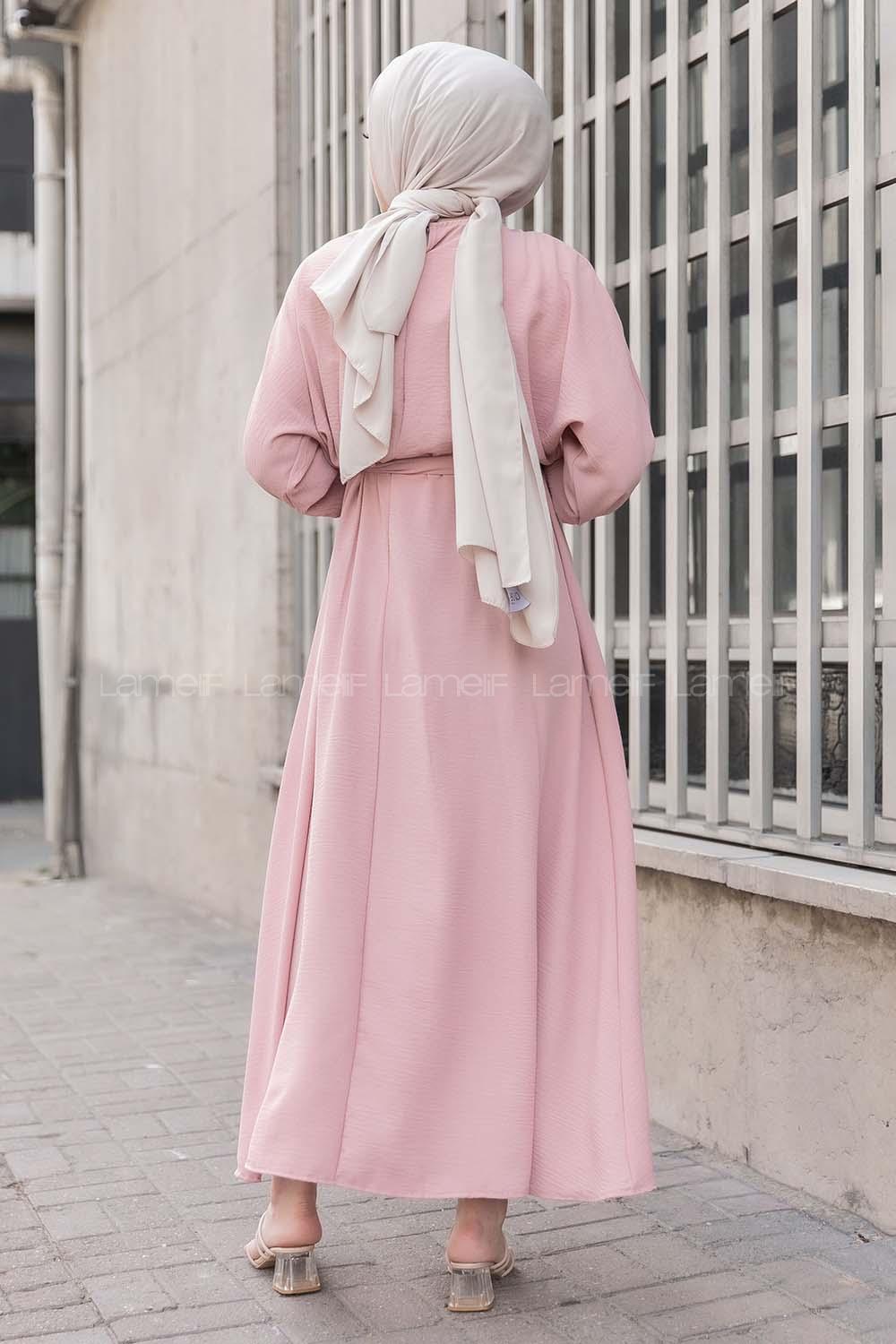 Modalamelif Yarasa Kol Prenses Elbise Pudra