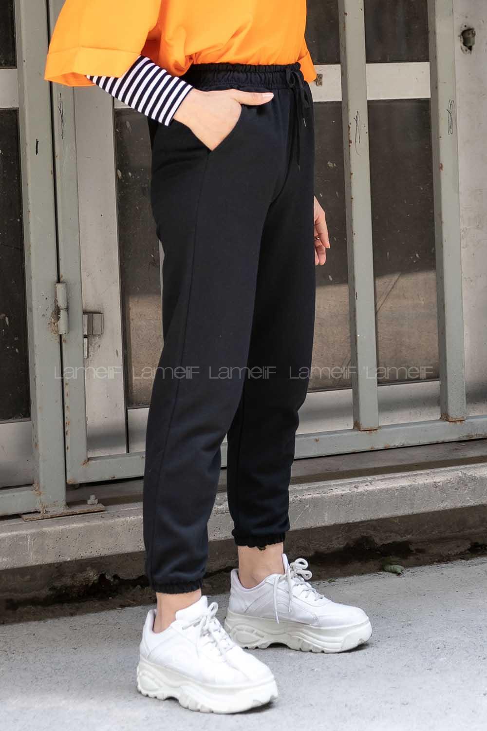 Modalamelif Bel Ve Paça Lastikli Eşofman Altı Siyah