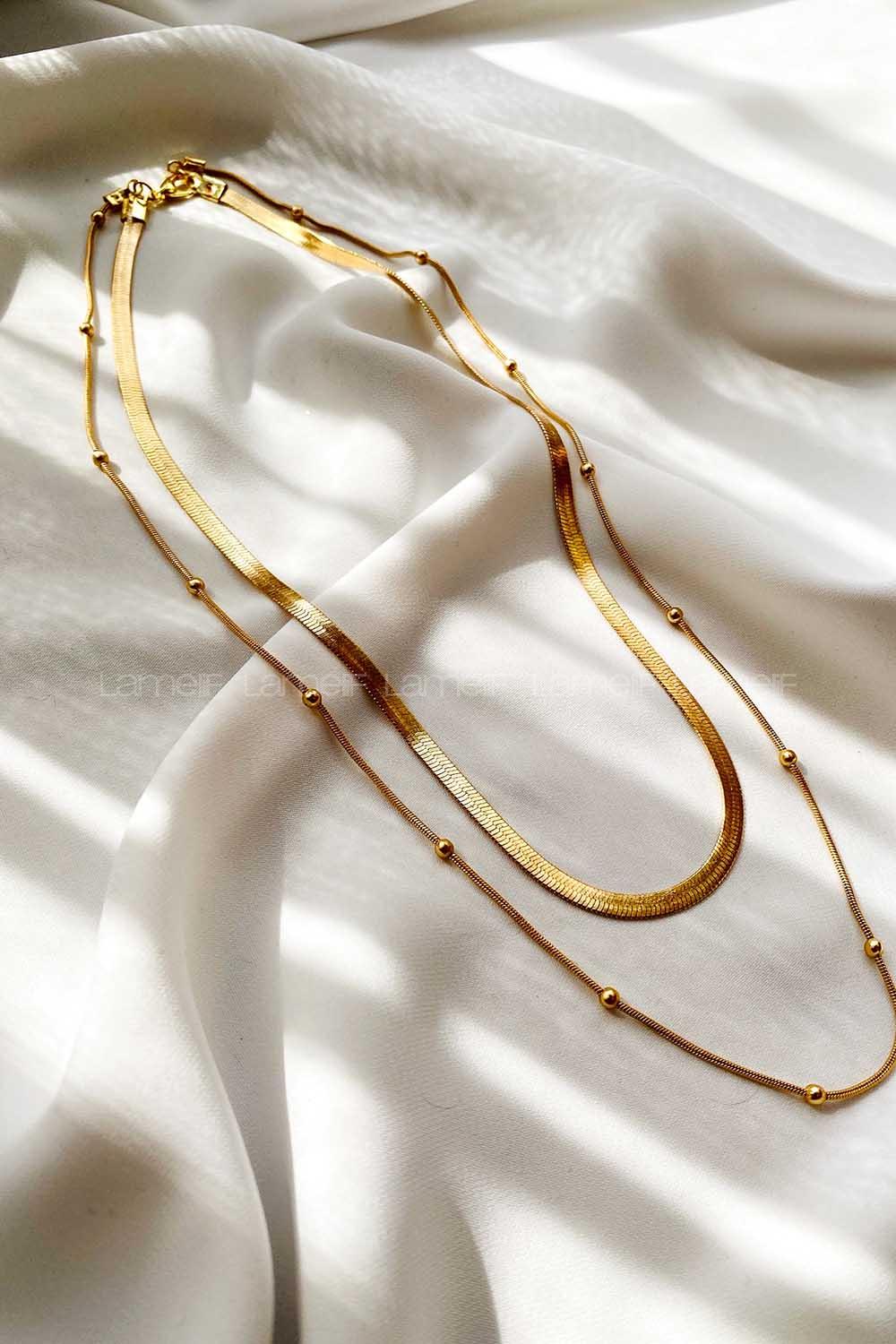 Modalamelif Gold İtalyan Zincir 2li Kolye