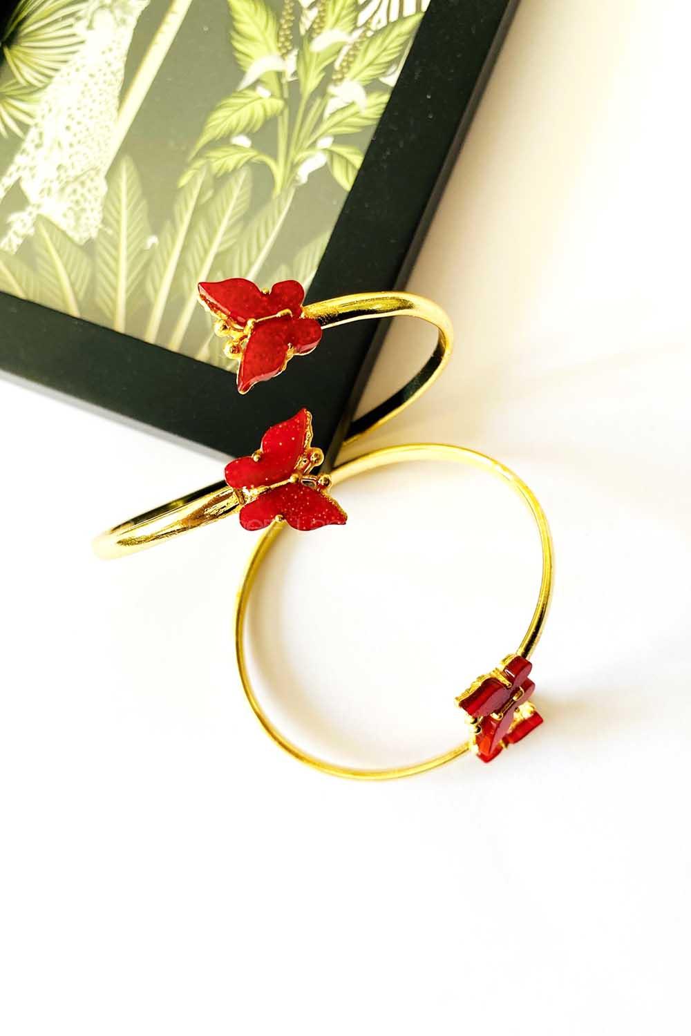 Modalamelif Kırmızı Kelebek Kelepçe Bileklik