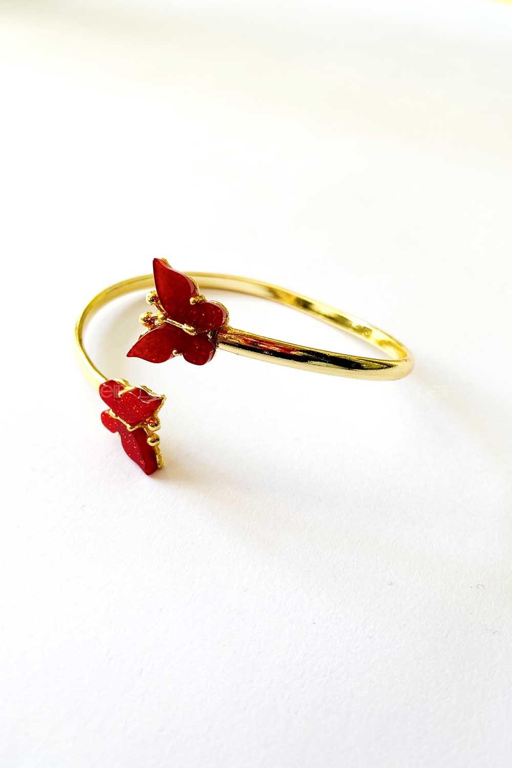 Modalamelif Kırmızı Kelebek Kelepçe Bileklik