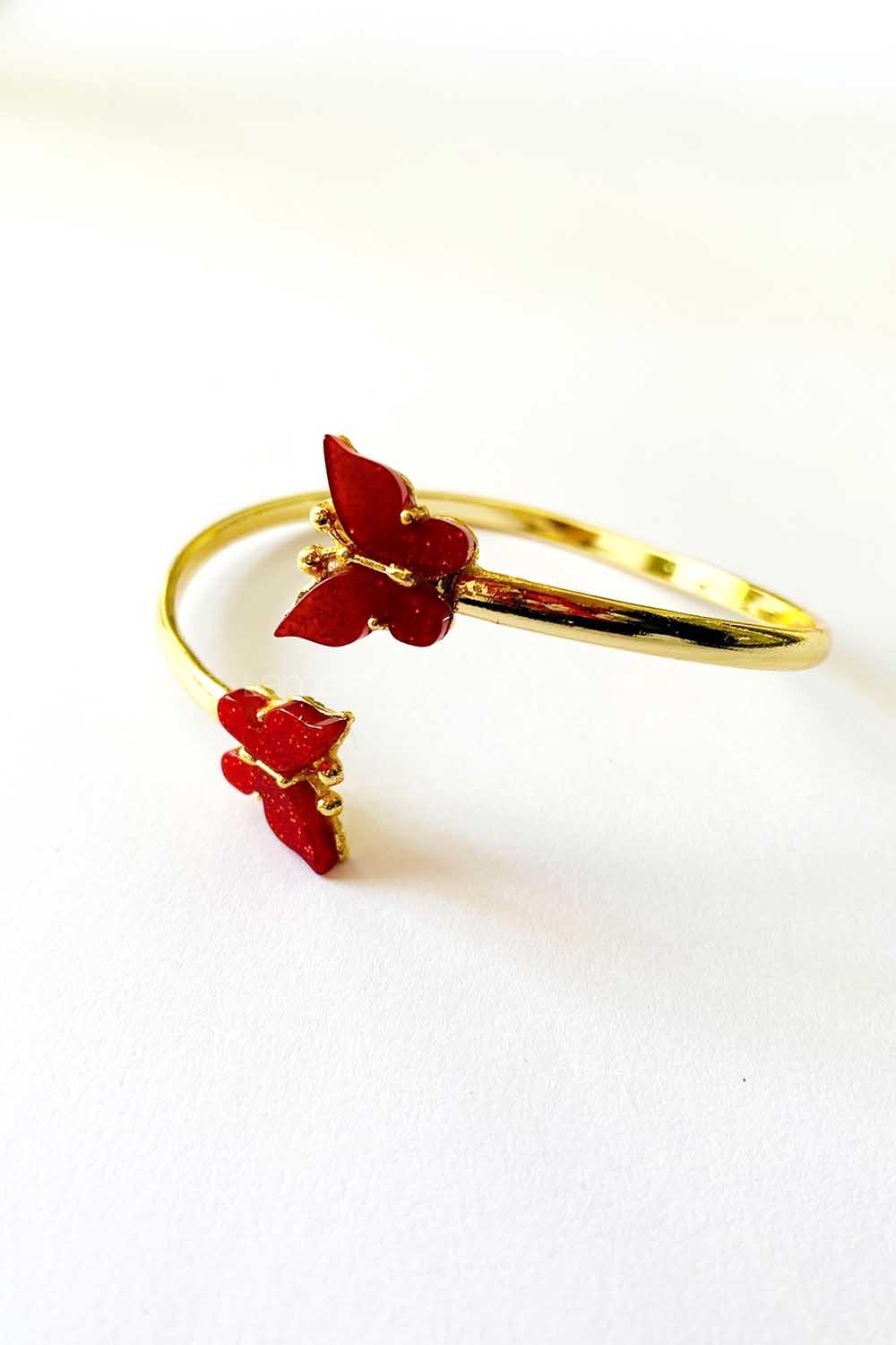 Modalamelif Kırmızı Kelebek Kelepçe Bileklik
