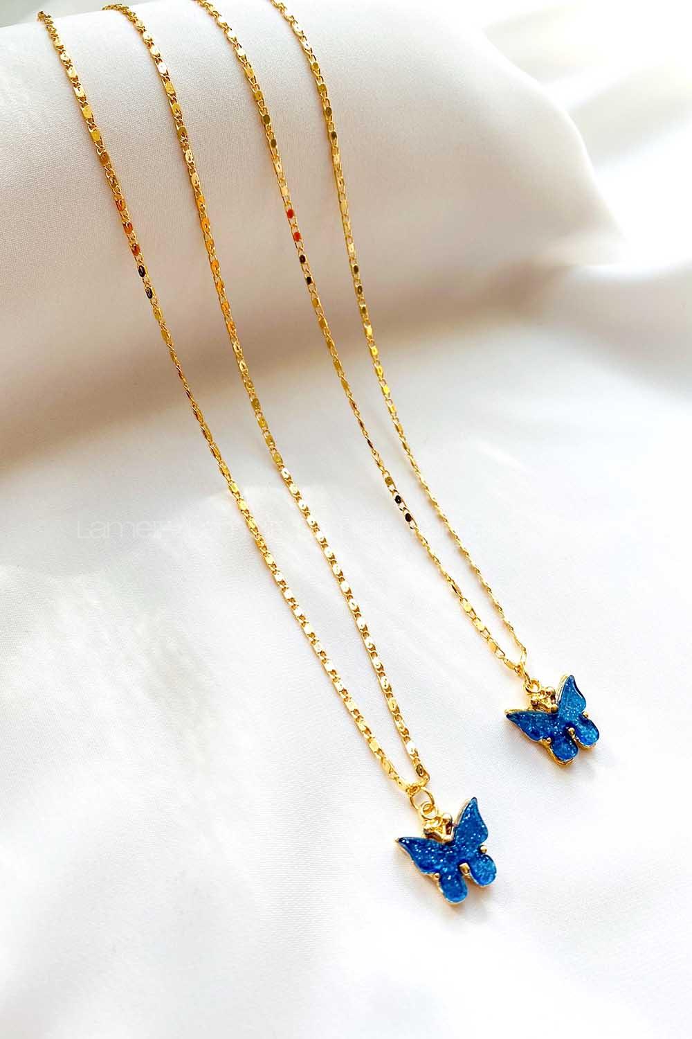 Modalamelif Lacivert Kelebek Kolye