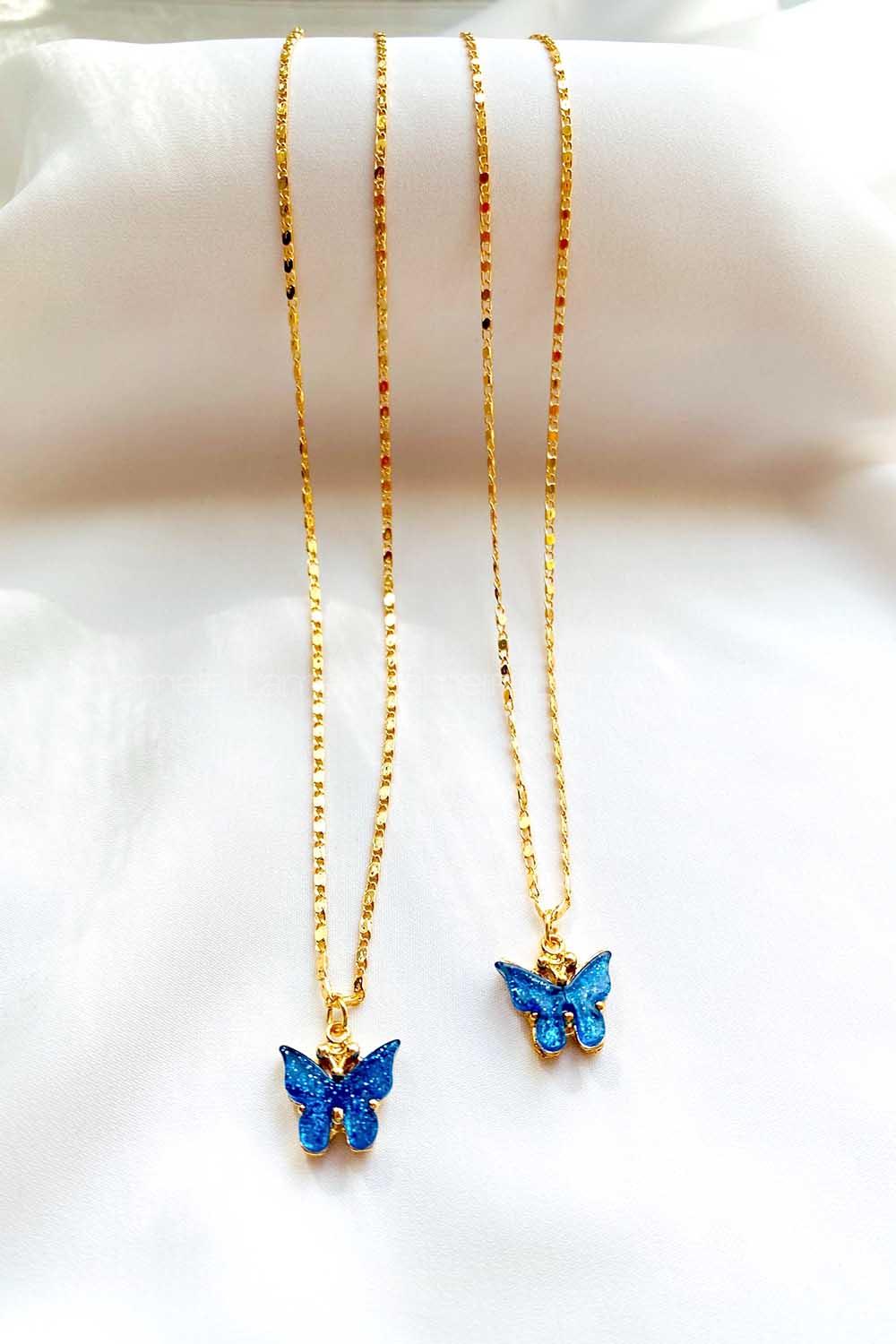 Modalamelif Lacivert Kelebek Kolye