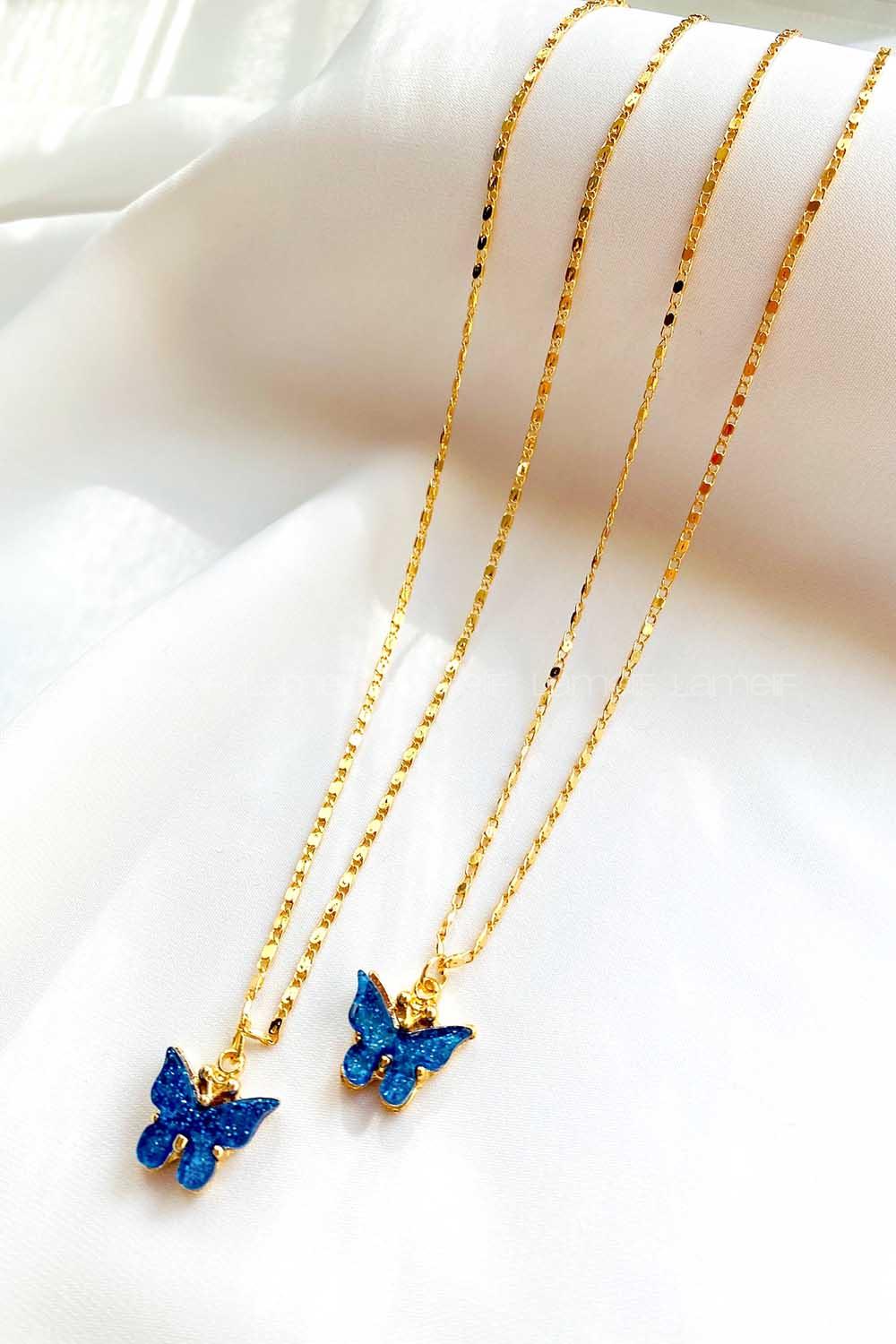 Modalamelif Lacivert Kelebek Kolye