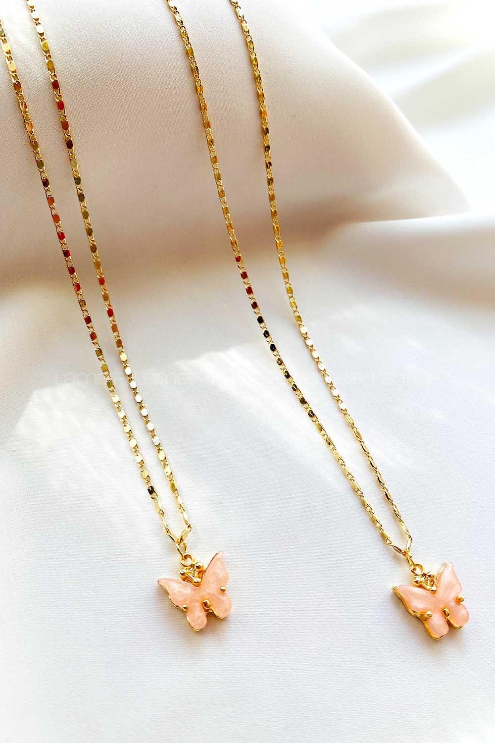 Modalamelif Pudra Simsiz Kelebek Kolye