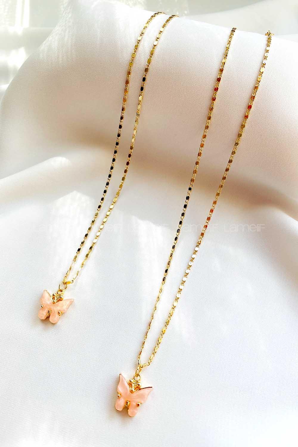 Modalamelif Pudra Simsiz Kelebek Kolye