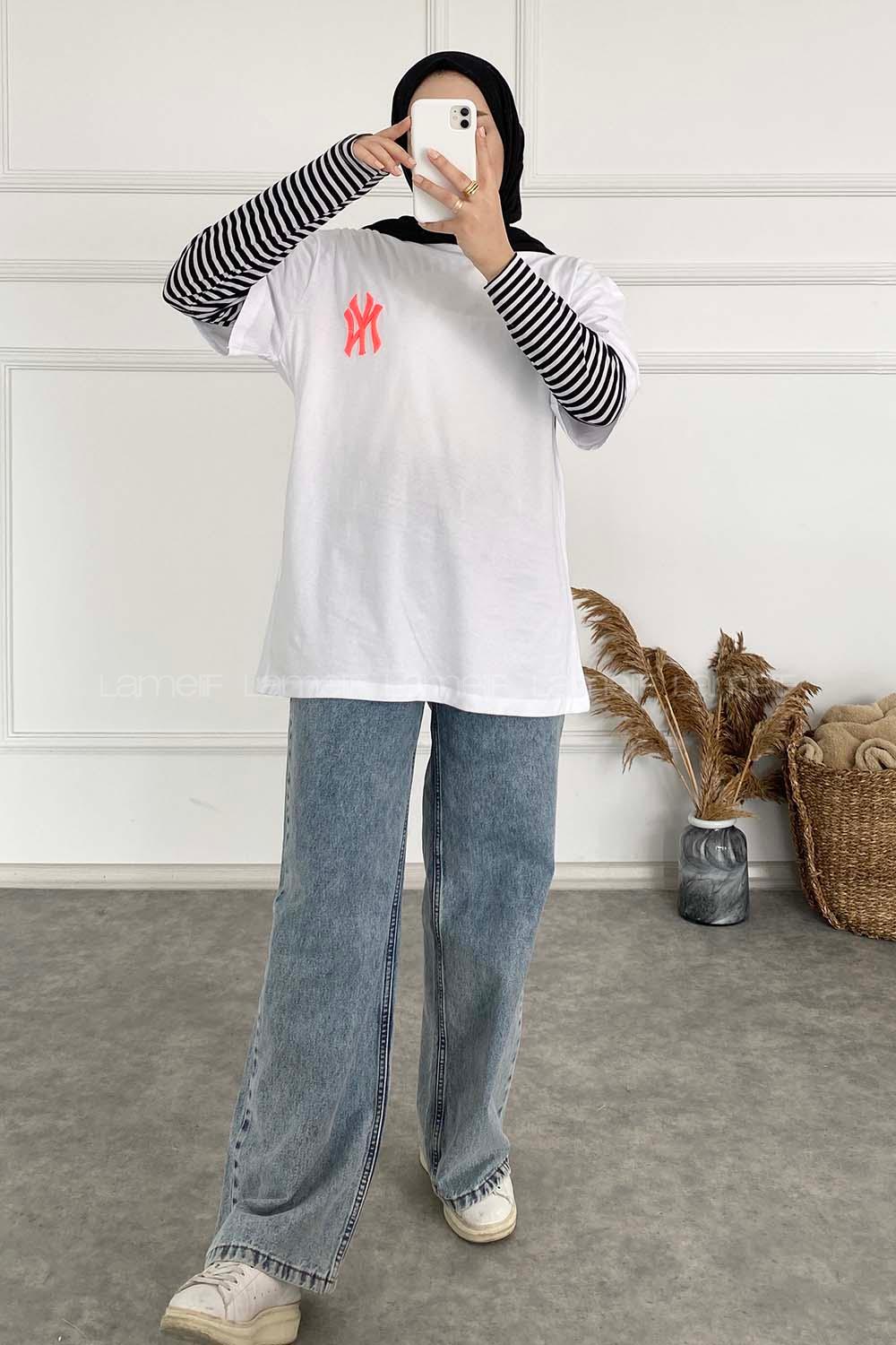 Modalamelif Nakış Baskılı Oversize T-Shirt Pembe