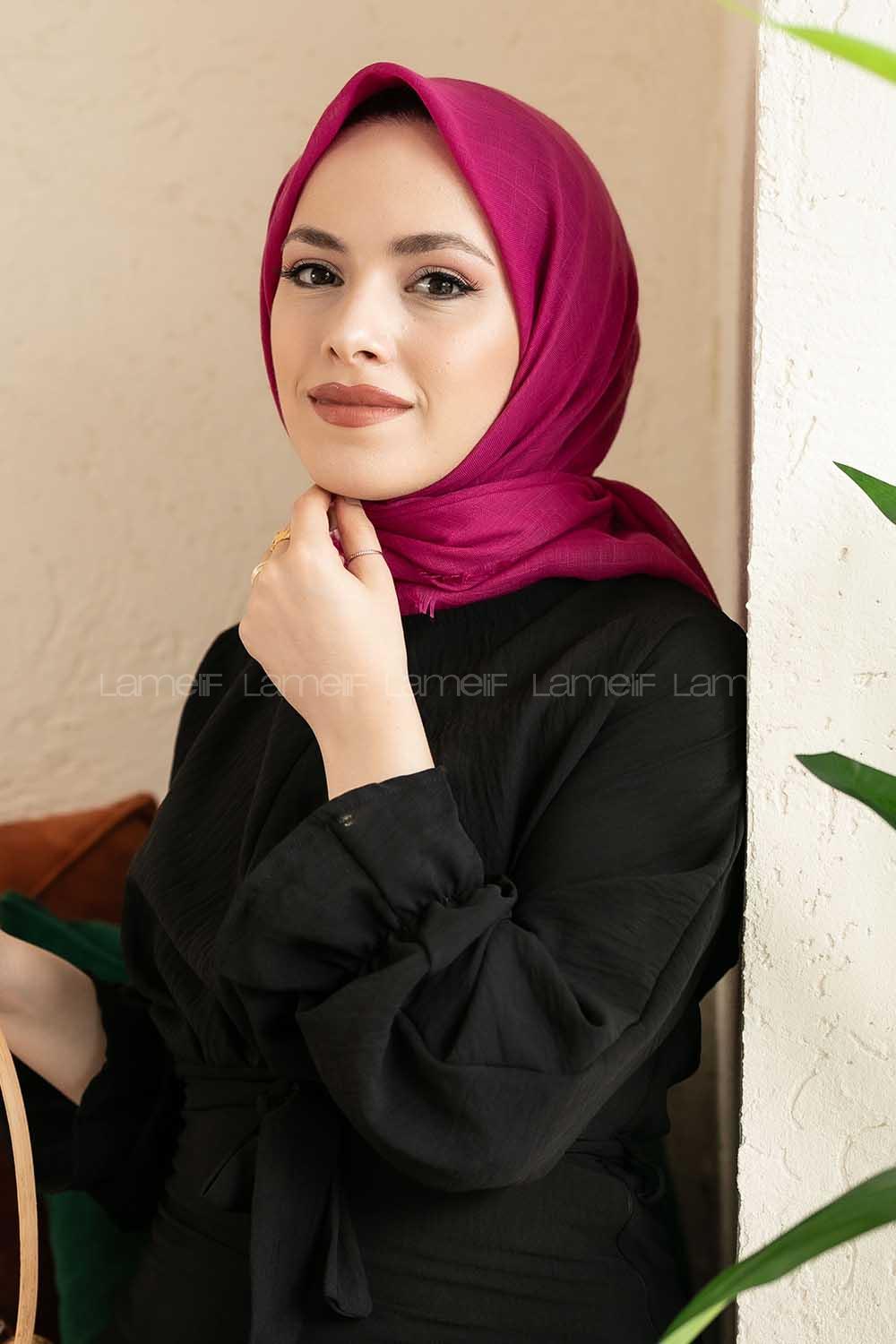 Modalamelif Düz Flamlı Eşarp Açık Mor