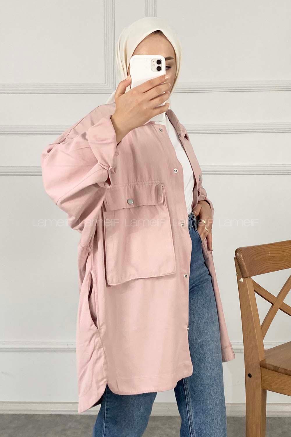 Modalamelif Bombe Cepli Ceket Pudra