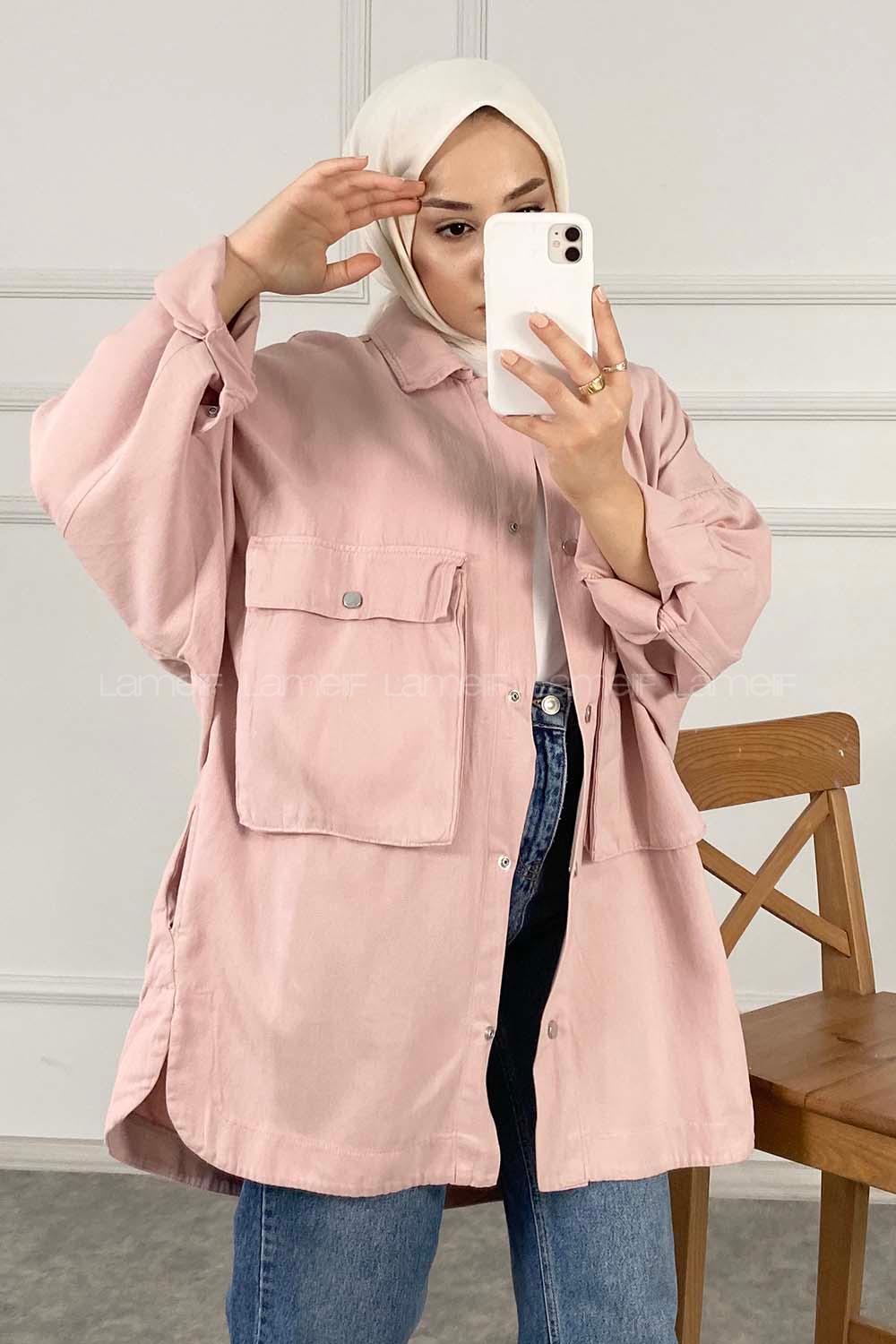 Modalamelif Bombe Cepli Ceket Pudra