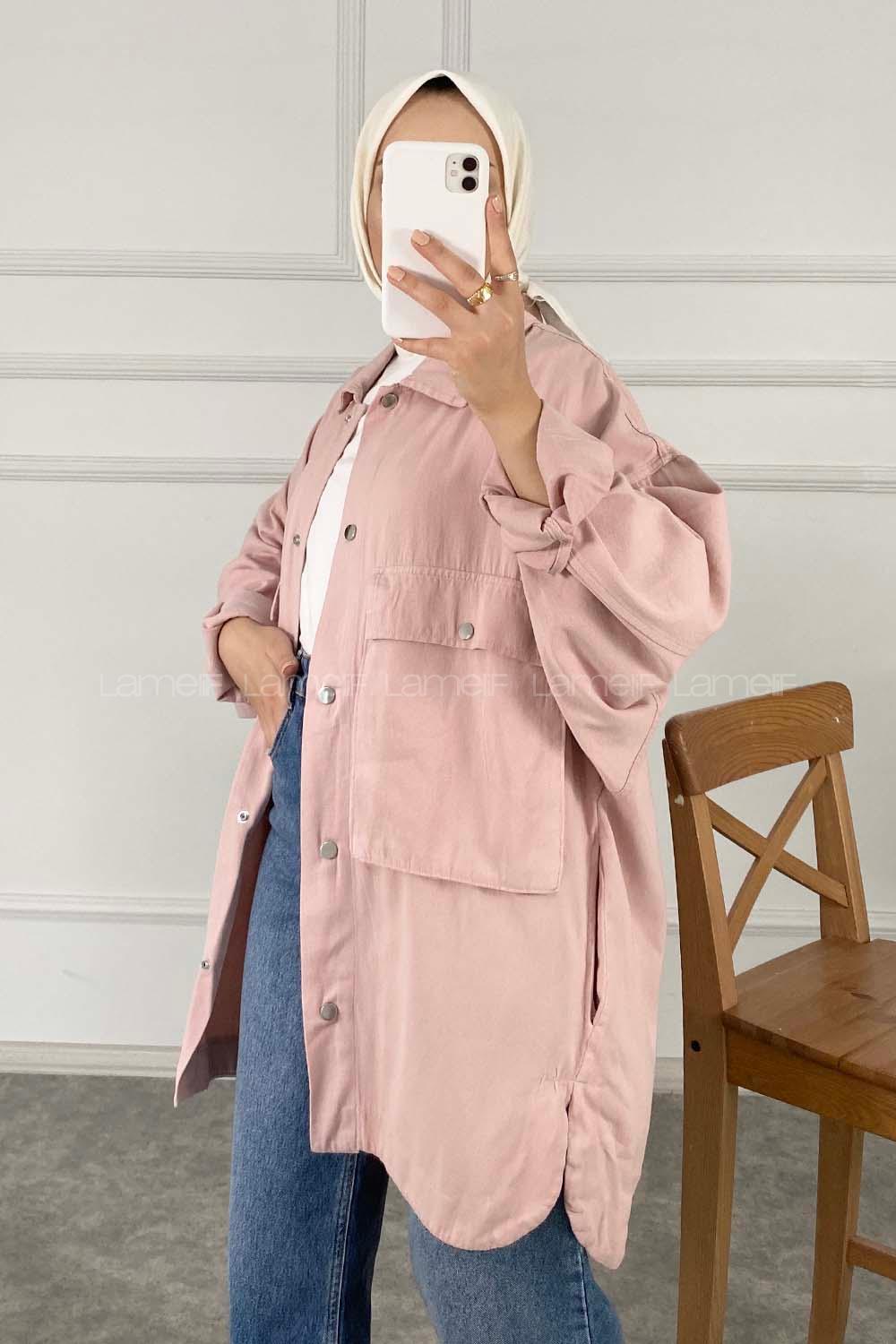 Modalamelif Bombe Cepli Ceket Pudra