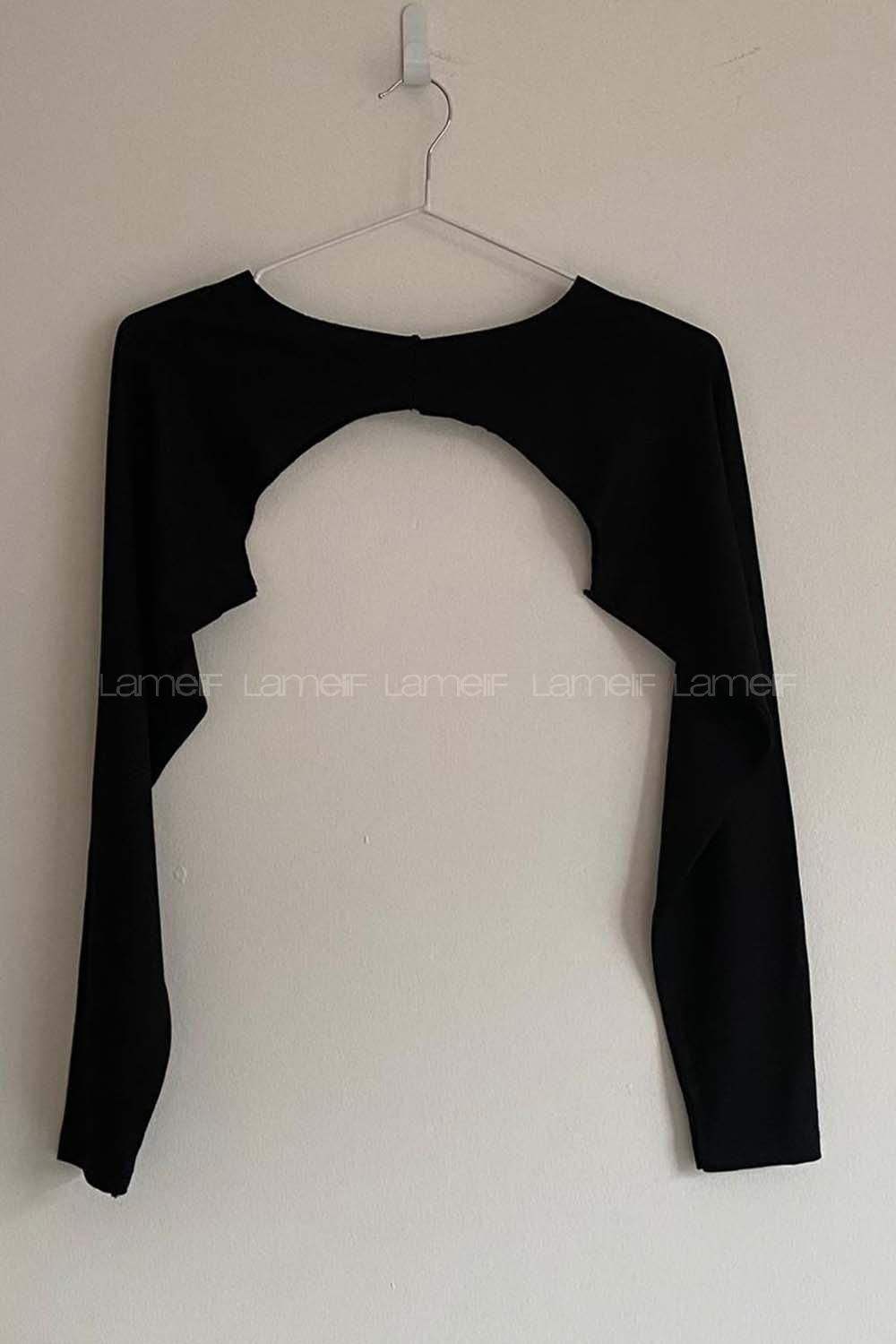 Lamelif Düz Renk Uzun Kol İçlik Siyah