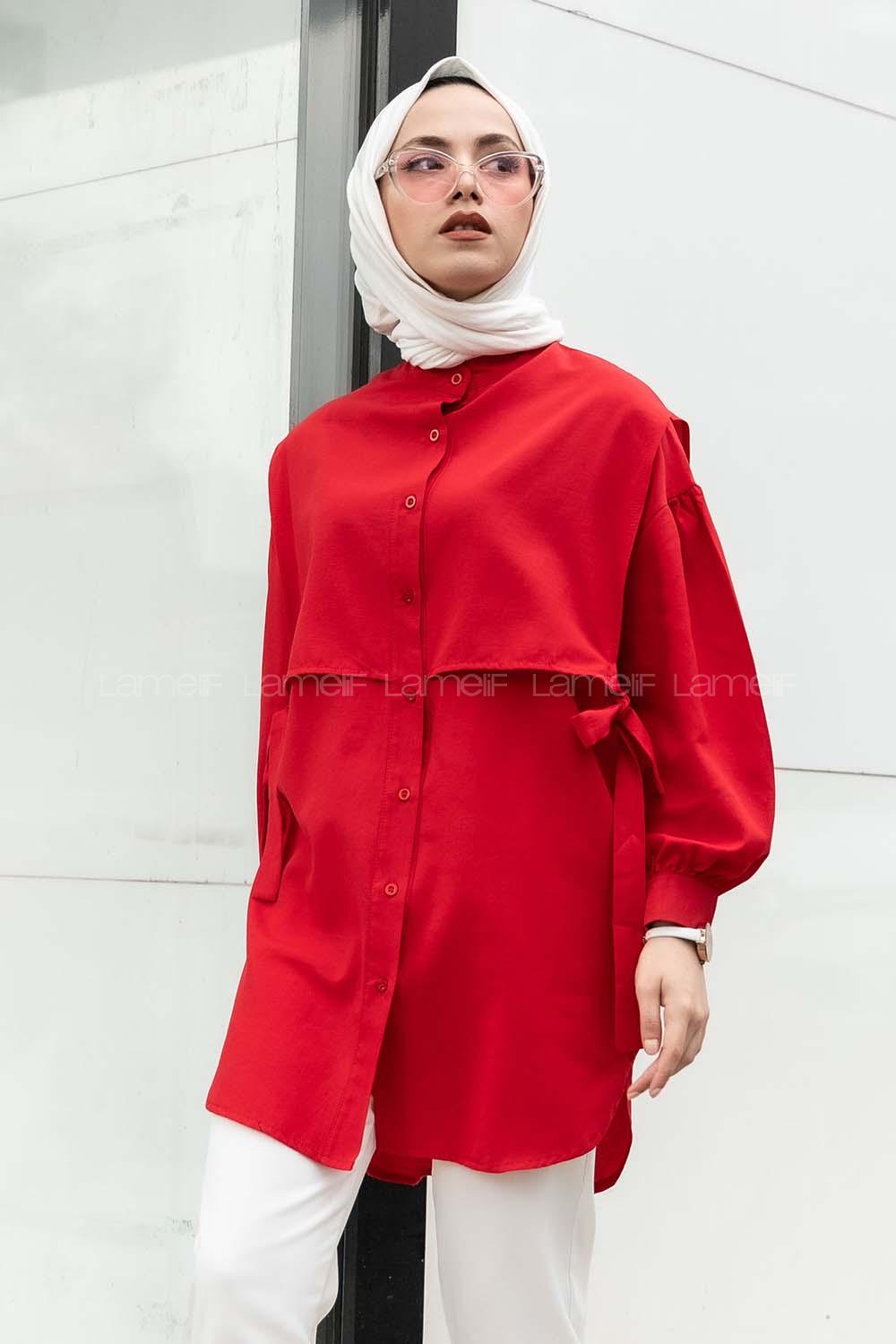 Modalamelif Hakim Yaka Bolero Detaylı Tunik Kırmızı