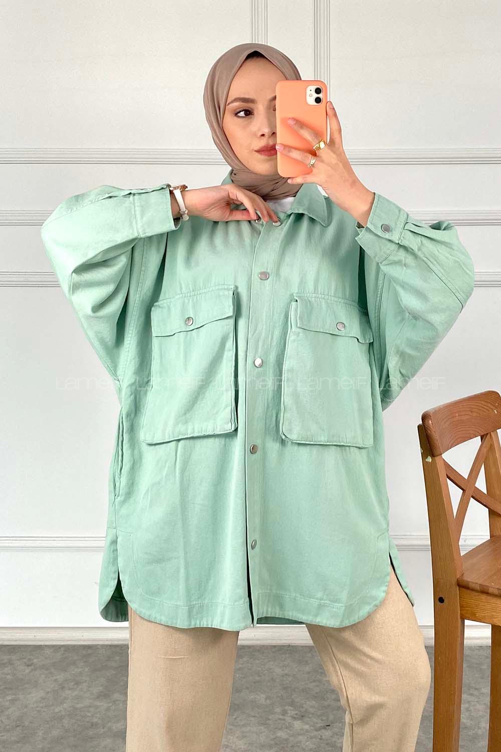 Modalamelif Bombe Cepli Ceket Mint Yeşili