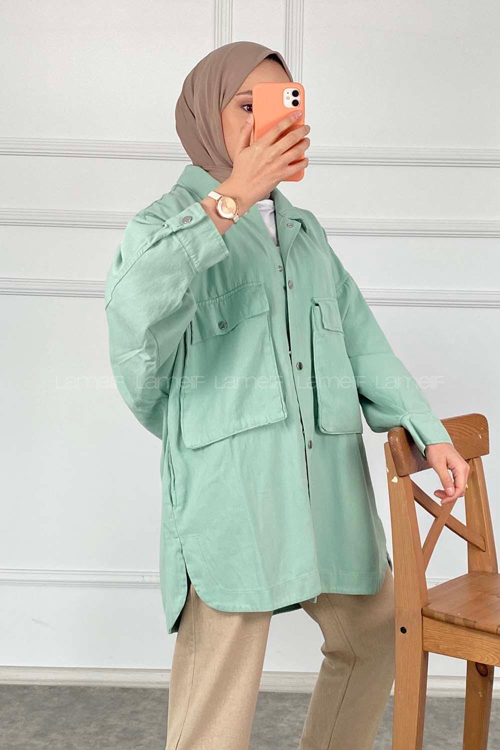 Modalamelif Bombe Cepli Ceket Mint Yeşili