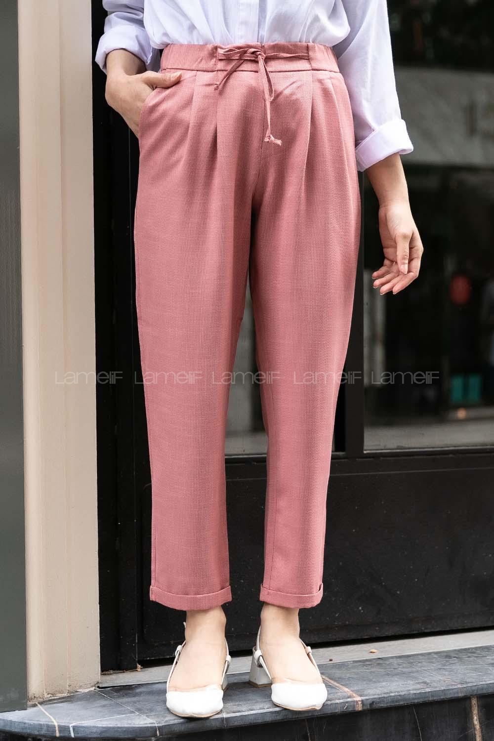 Modalamelif Havuç  Arka Cep Detaylı Pantolon Pudra