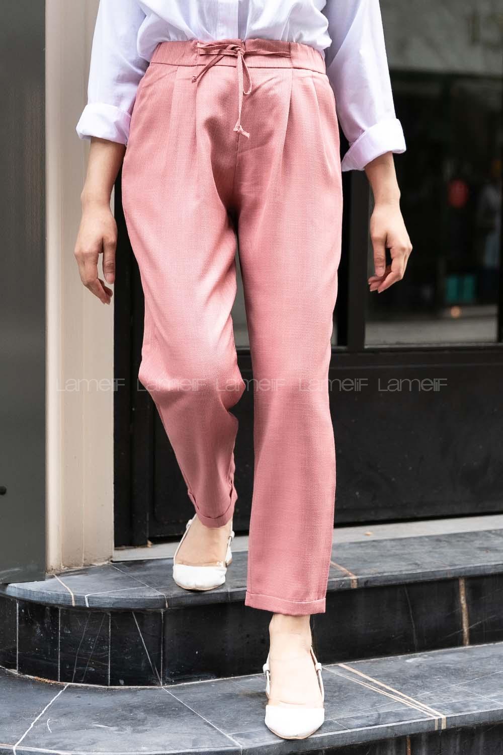 Modalamelif Havuç  Arka Cep Detaylı Pantolon Pudra