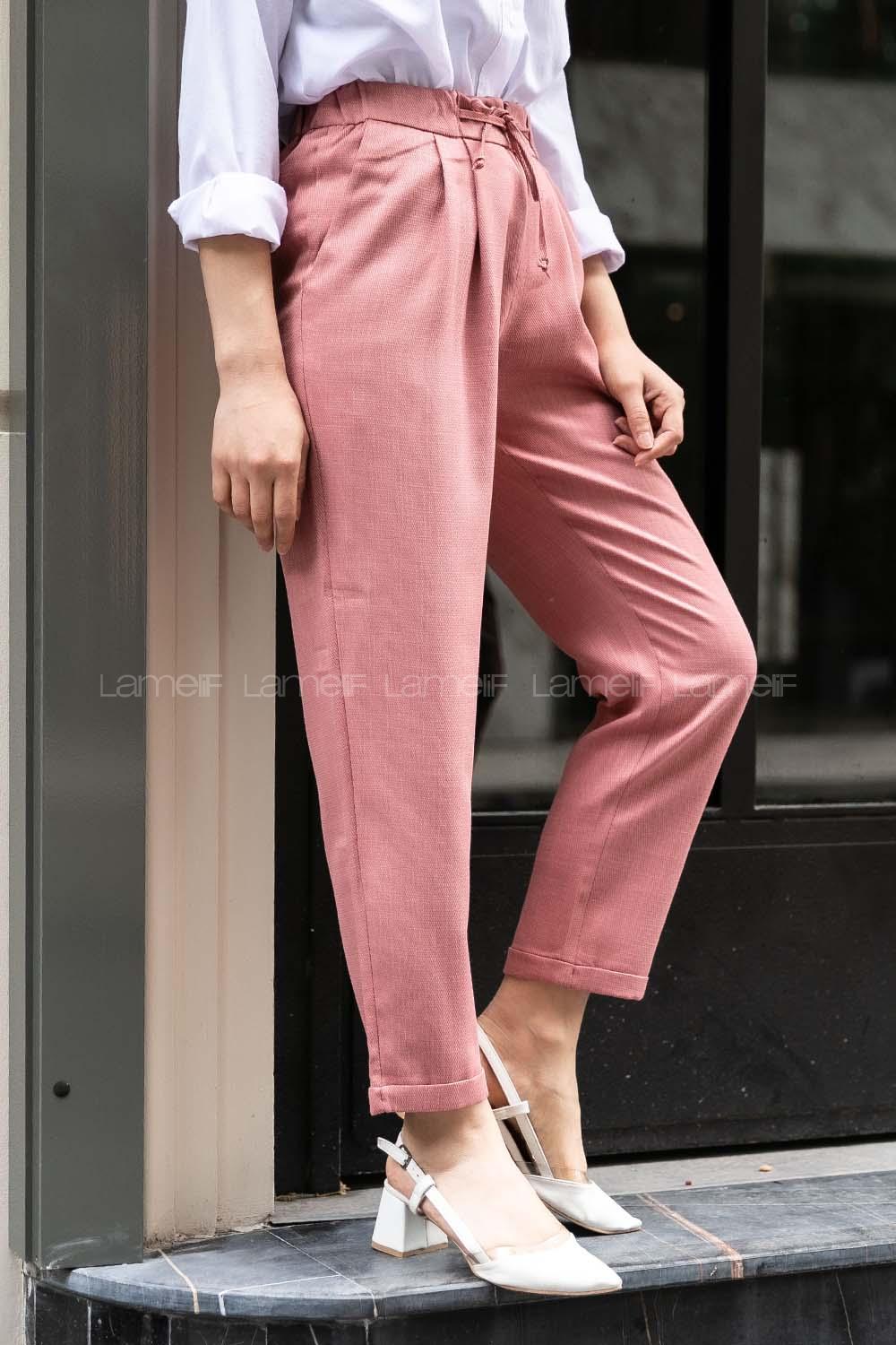 Modalamelif Havuç  Arka Cep Detaylı Pantolon Pudra