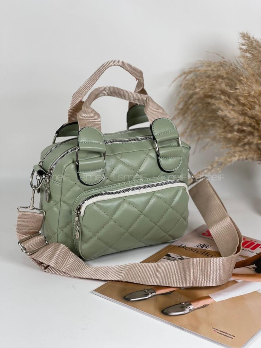Modalamelif Üç Bölmeli İçi Astarlı Çanta Çağla Yeşili